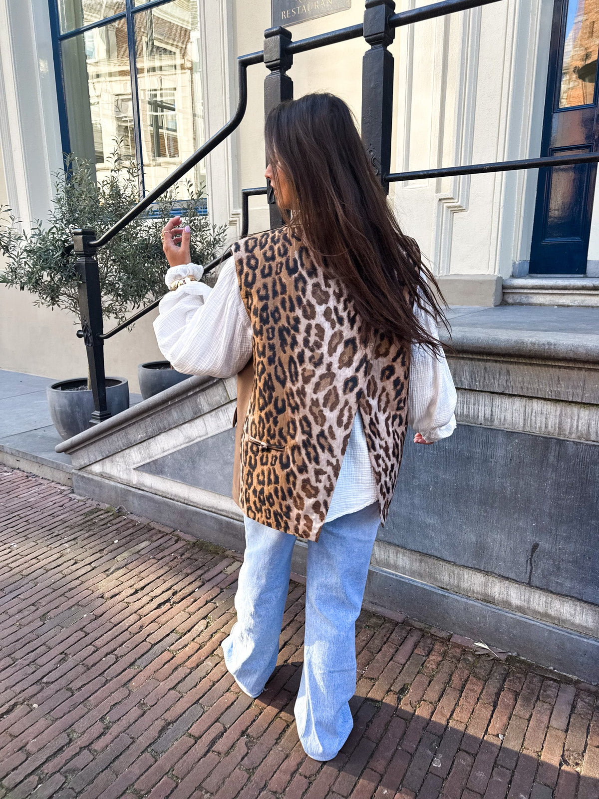 Leopard Gilet Split | Brown