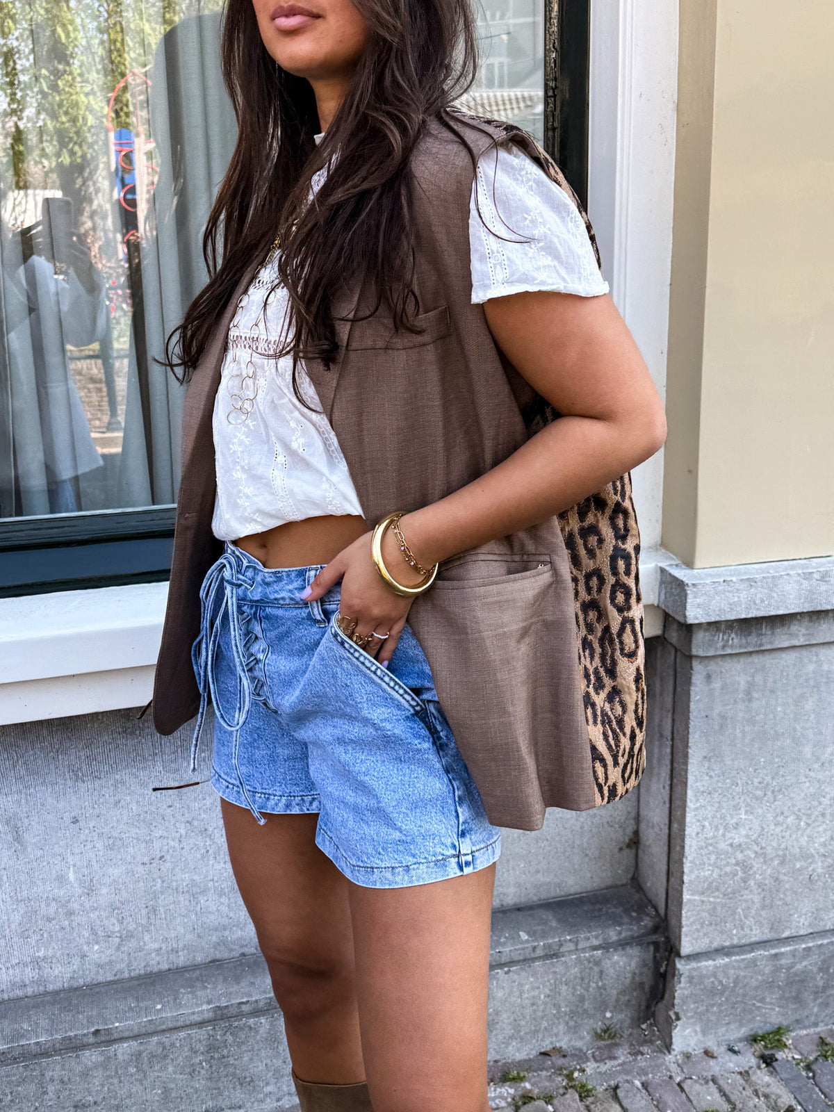 Leopard Gilet Split | Brown