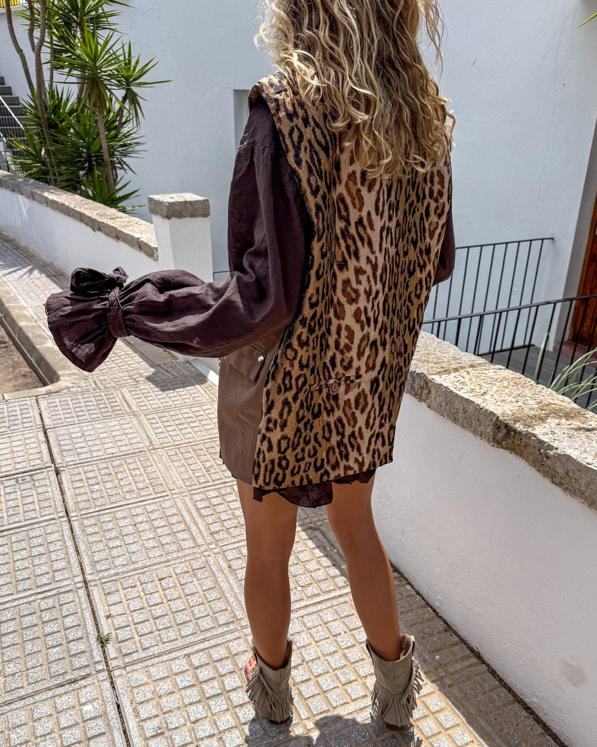 Leopard Gilet Split | Brown