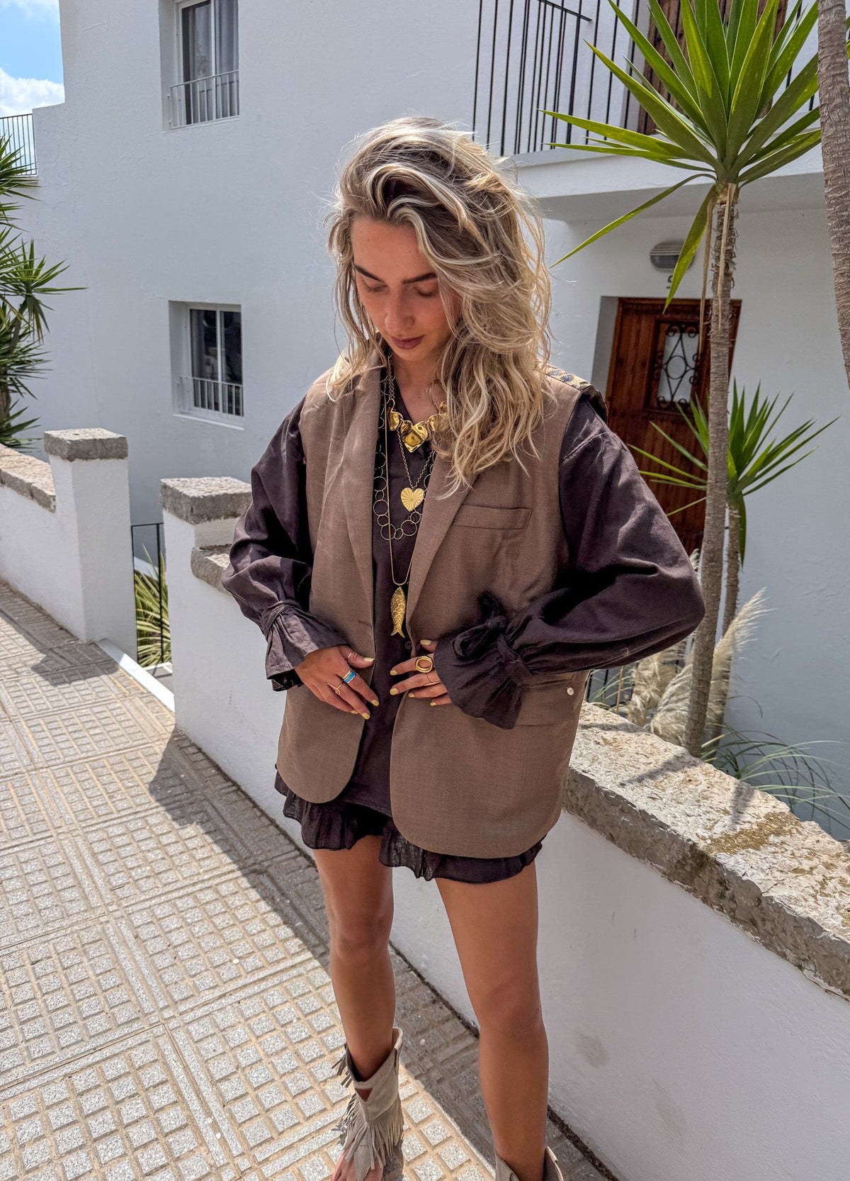 Leopard Gilet Split | Brown