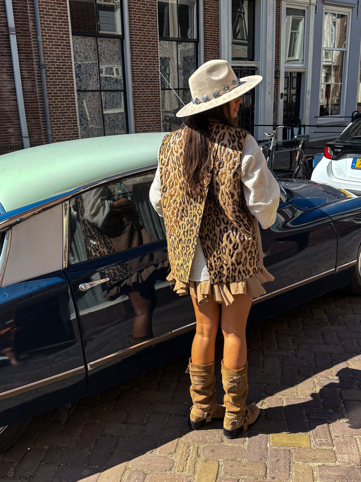 Leopard Gilet Split | Brown