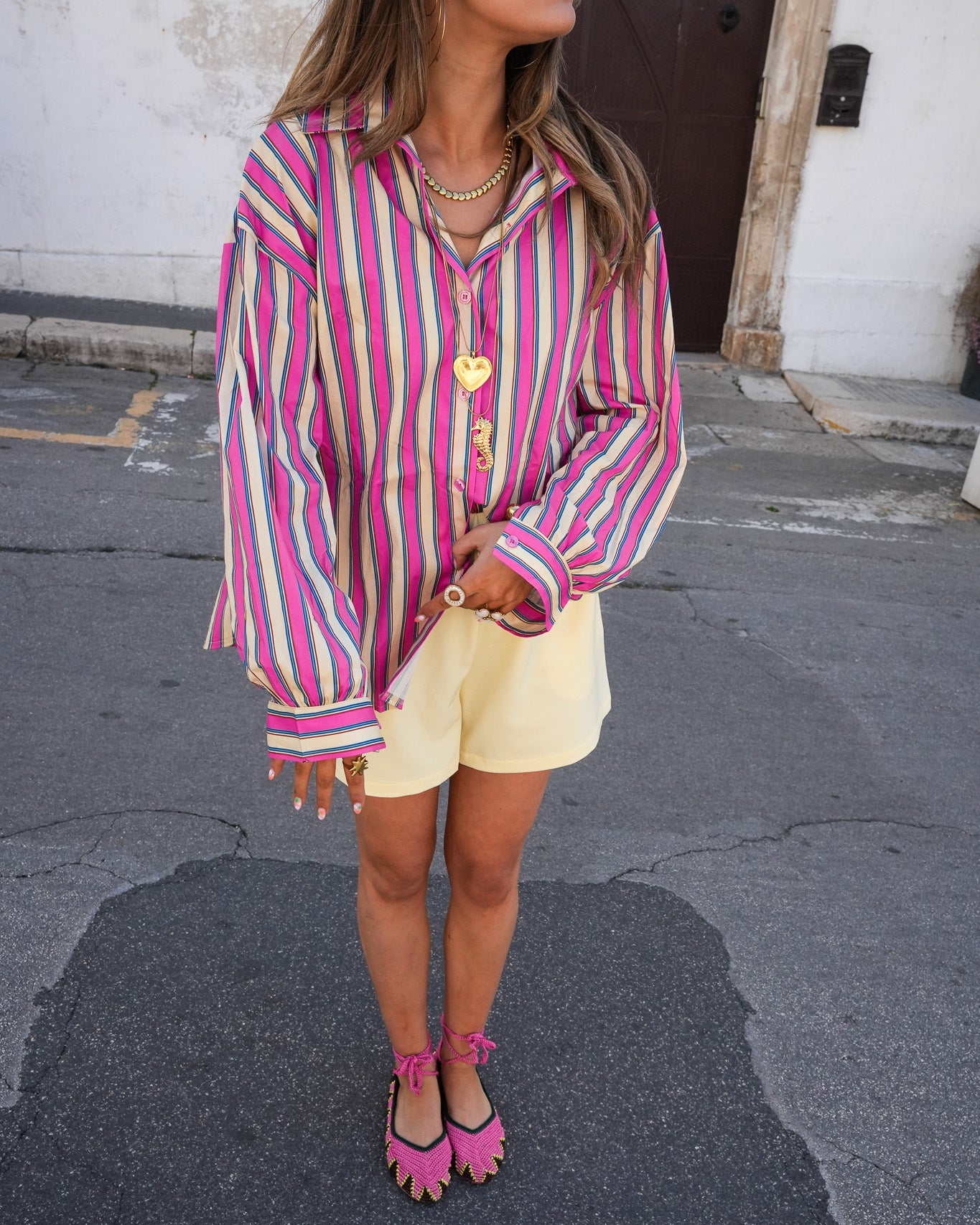 Lexi Streep Blouse Roze Geel