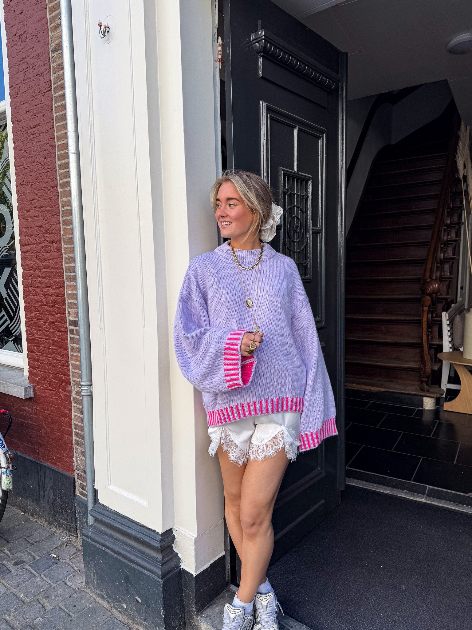 Pull citron vert lilas