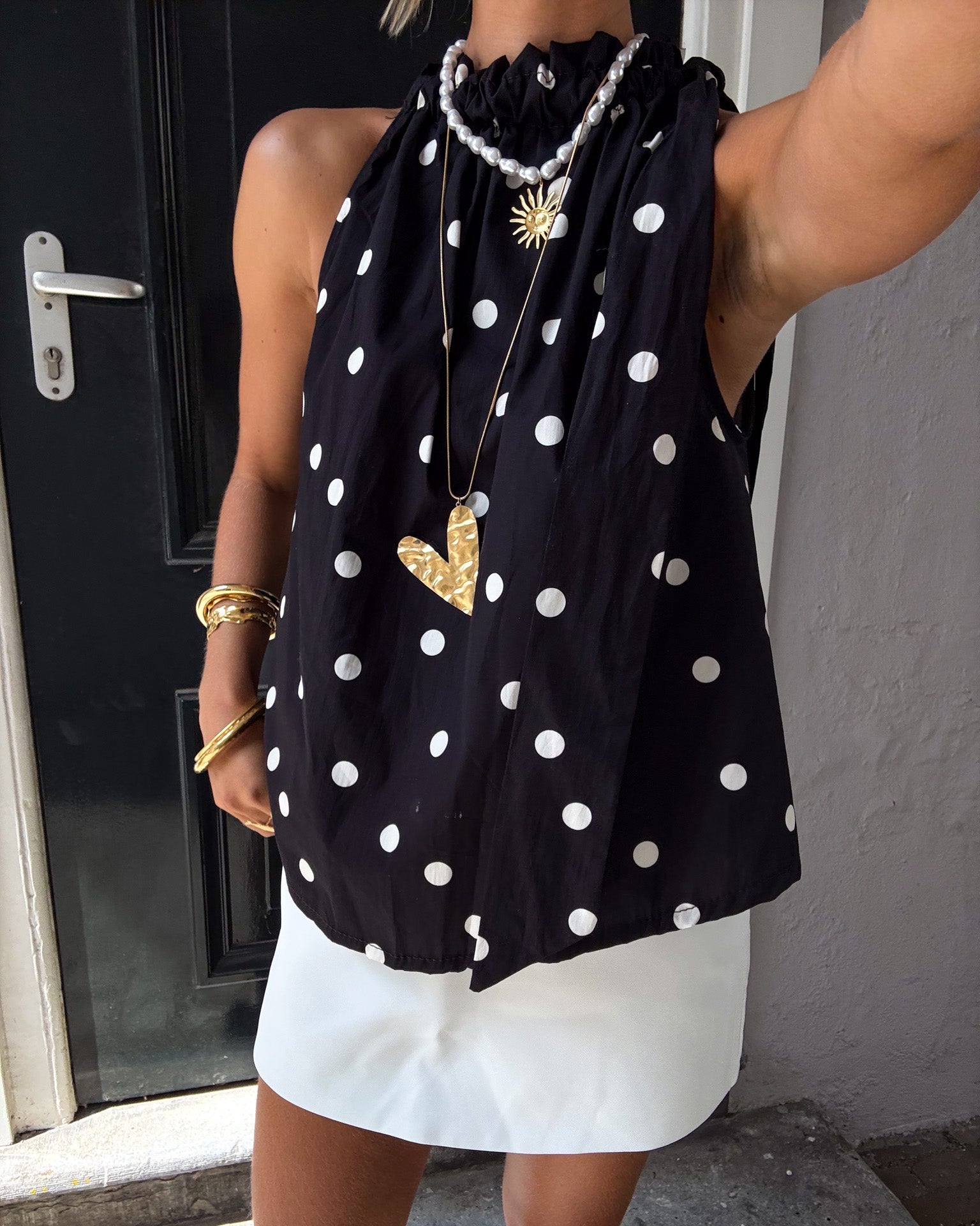 Loiza Dots Halter Top Black