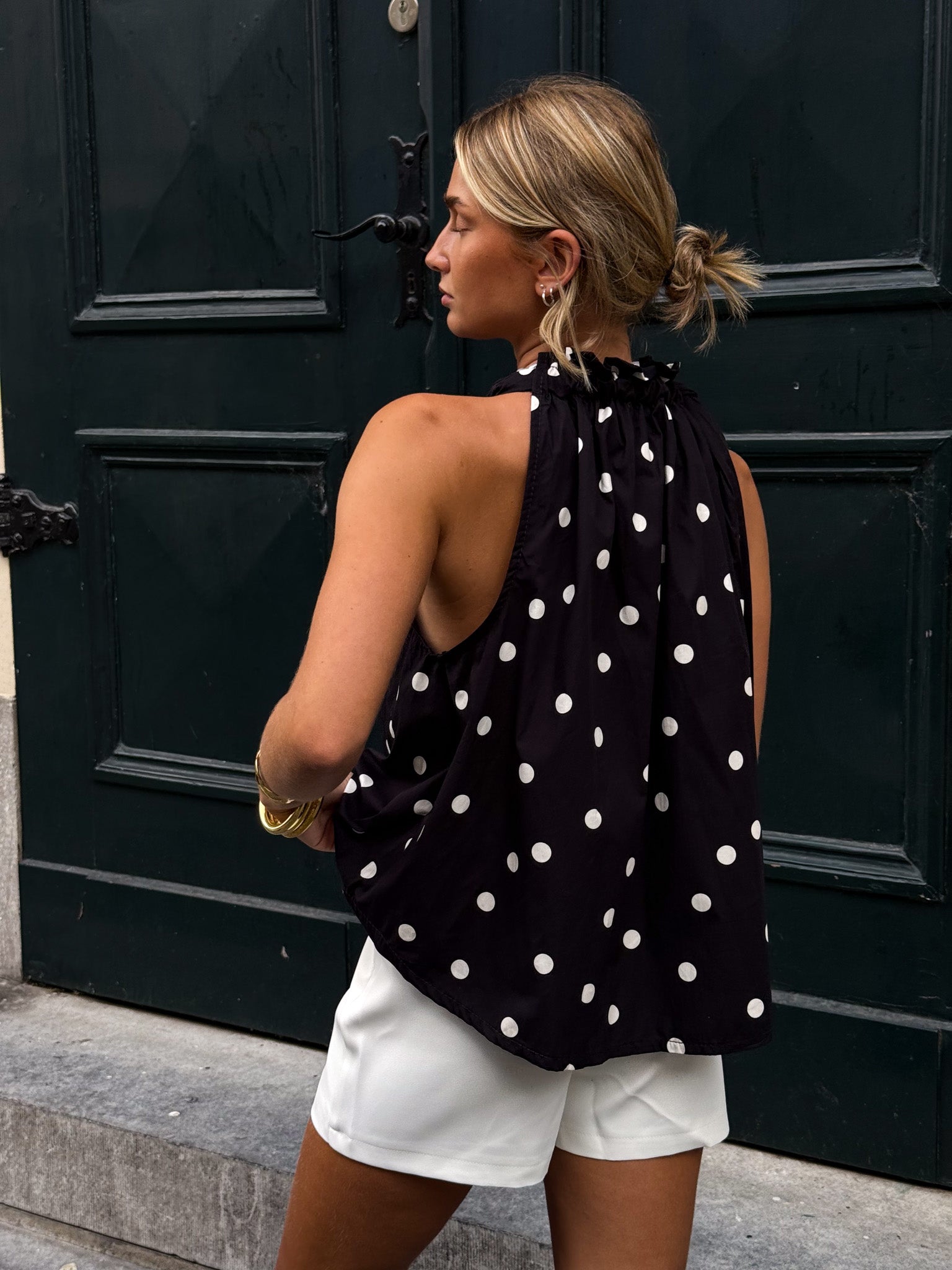 Loiza Dots Halter Top Black