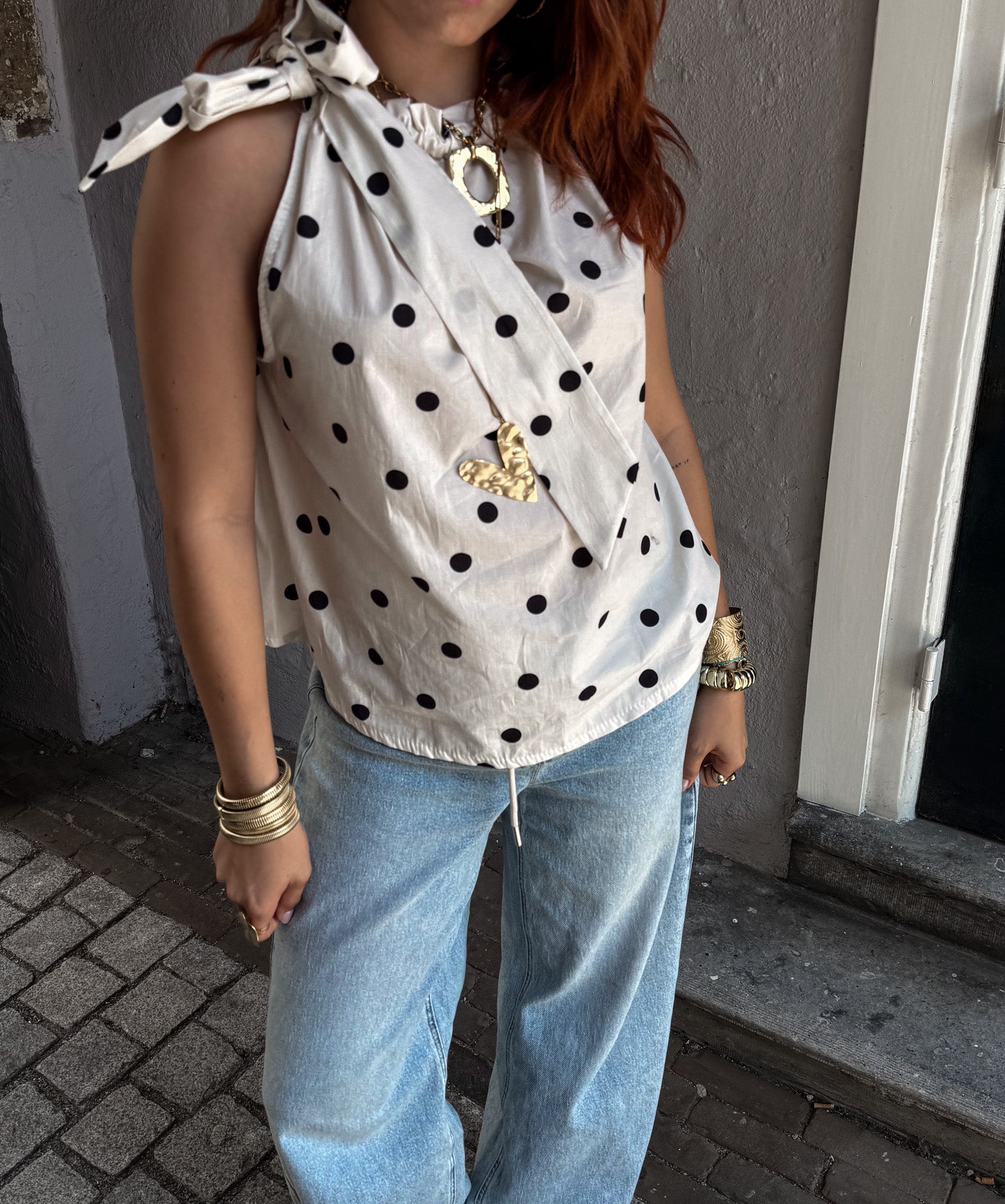 Loiza Dots Halter Top White