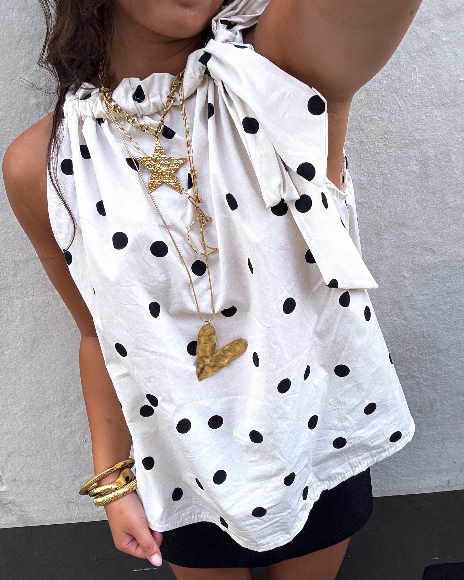 Loiza Dots Halter Top White