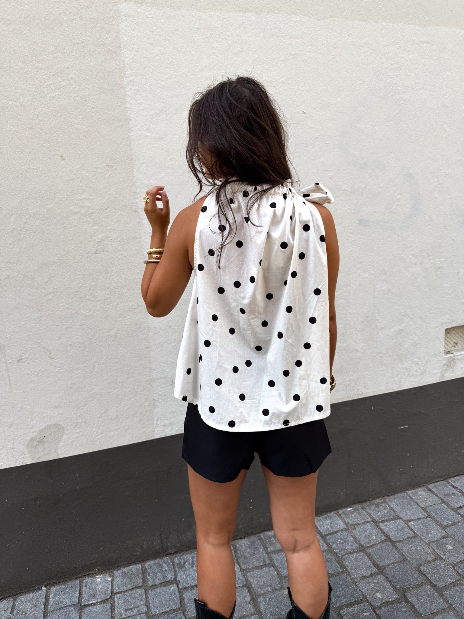 Loiza Dots Halter Top White