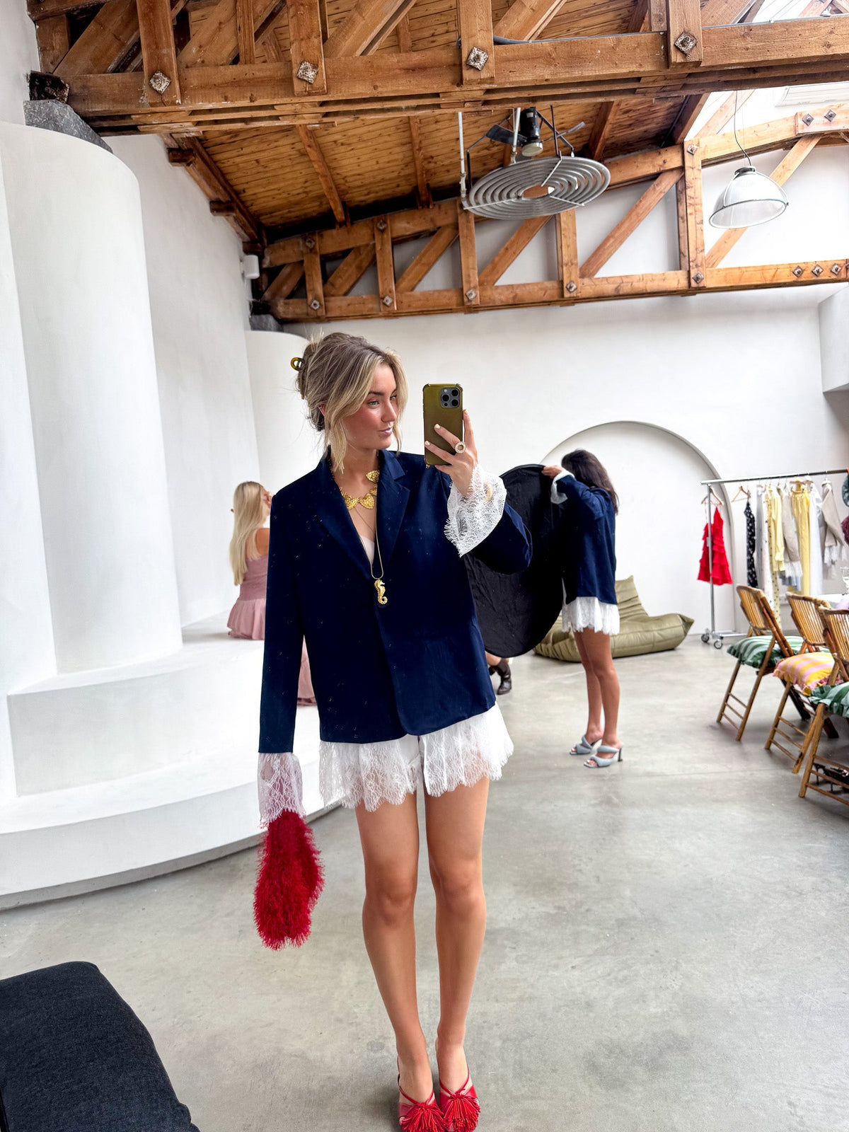 Lou Blazer Lace Detail | Navy
