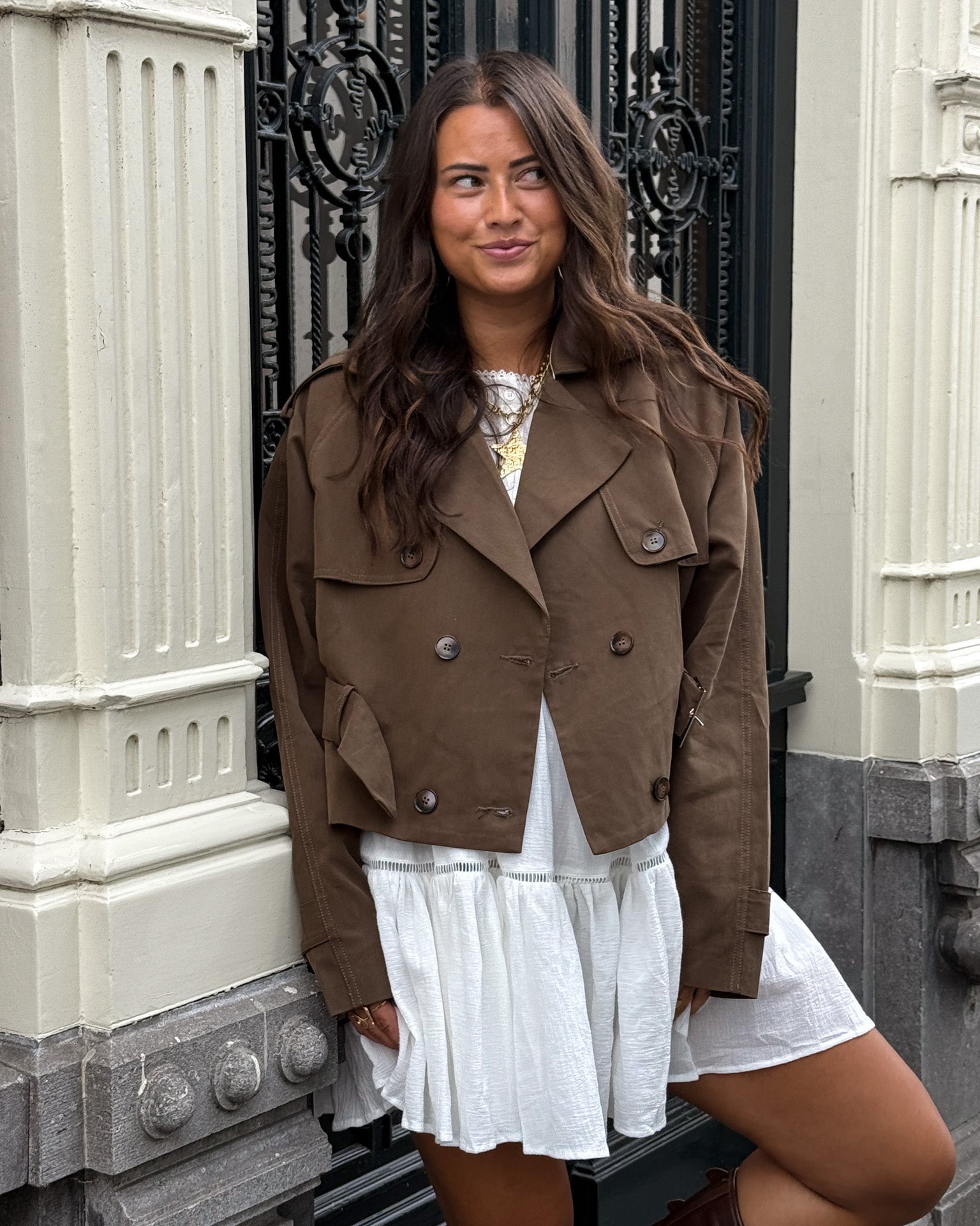 Lou Cropped Trenchcoat Army