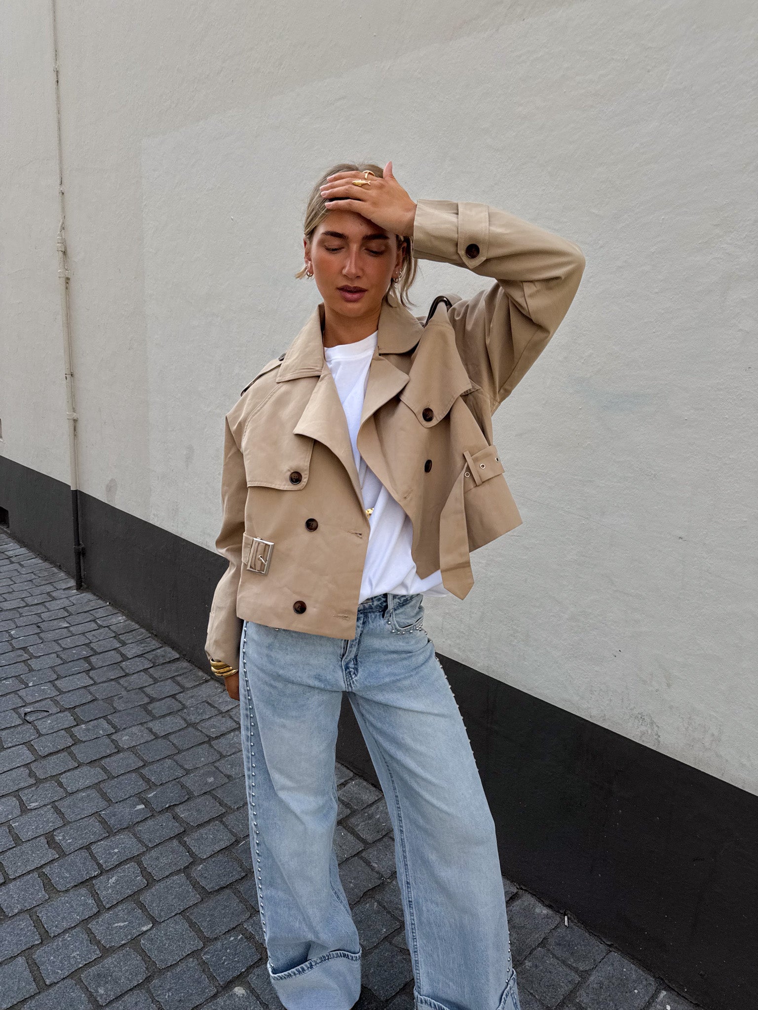Lou Cropped Trenchcoat Camel