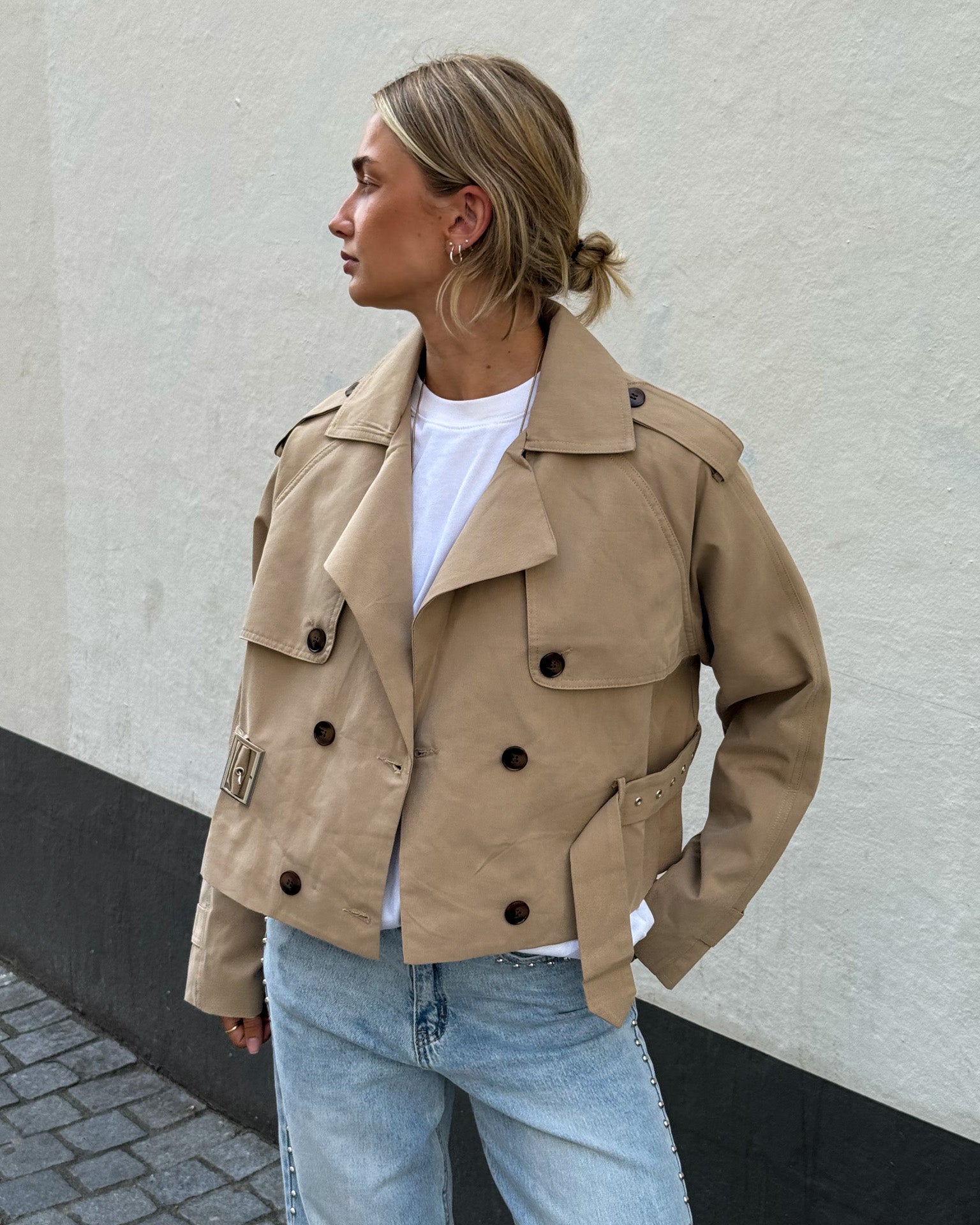Lou Cropped Trenchcoat Camel