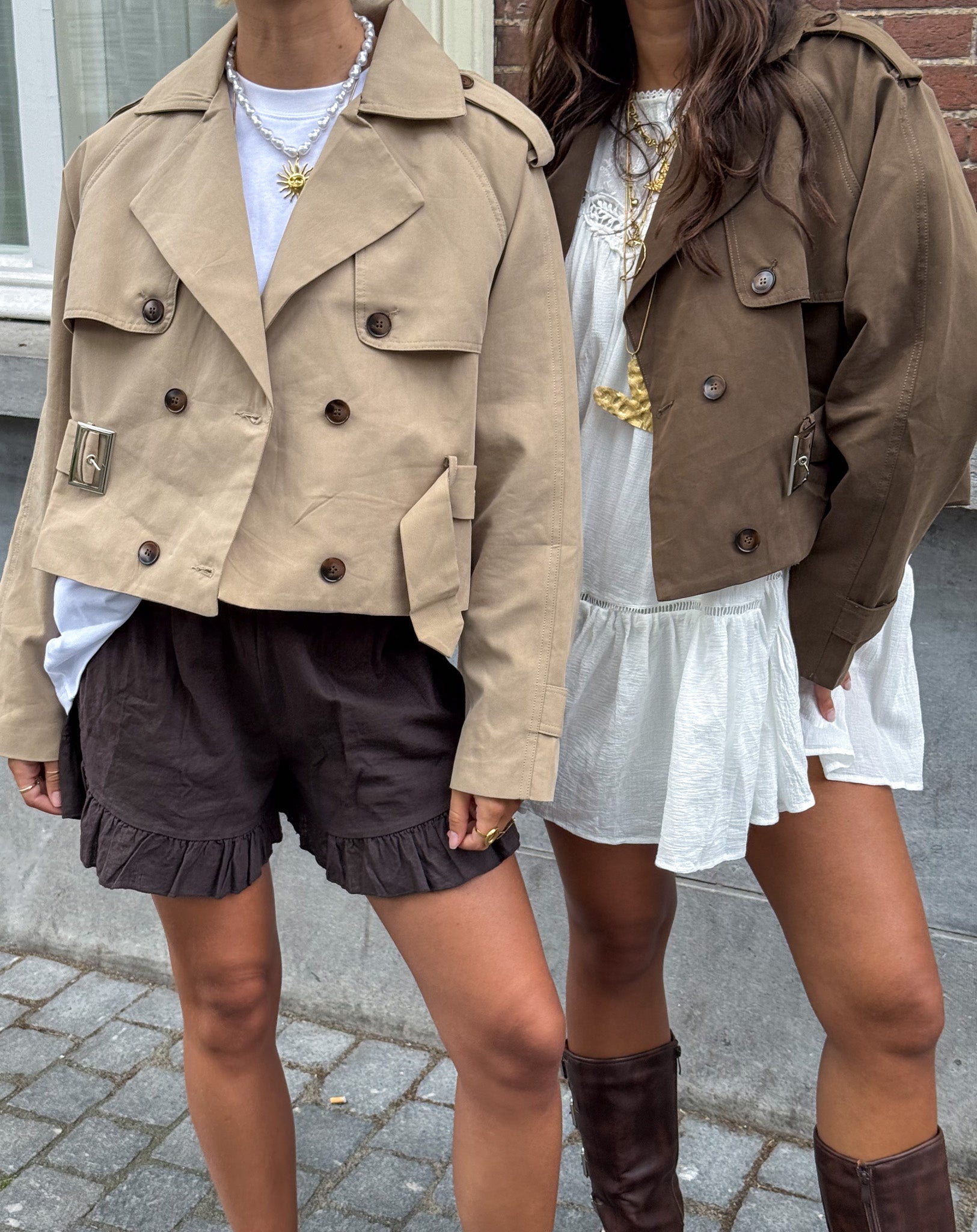 Lou Cropped Trenchcoat Camel