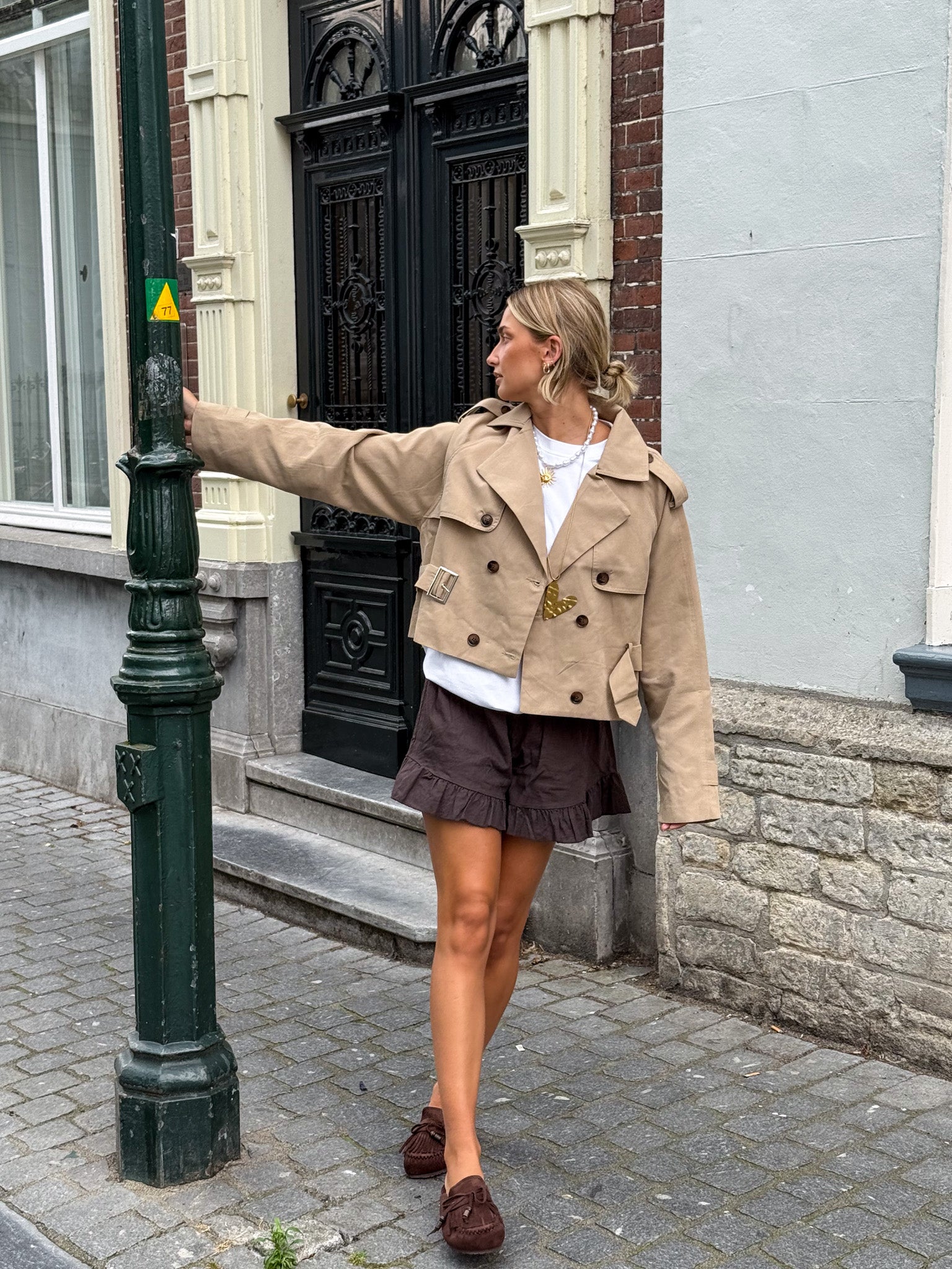 Lou Cropped Trenchcoat Camel
