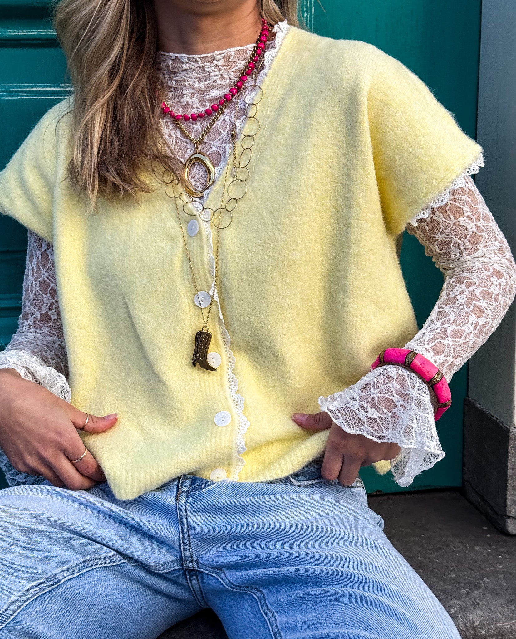 Jade Lace Longsleeve Top White