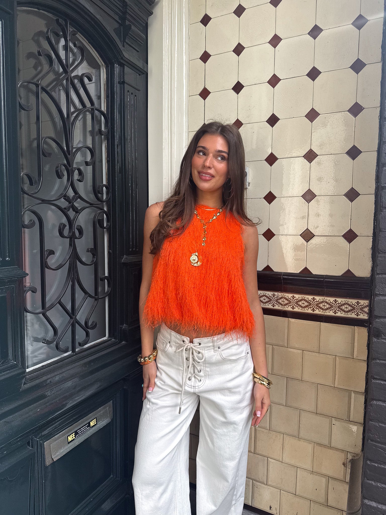 Maryam Fluffy Top Oranje