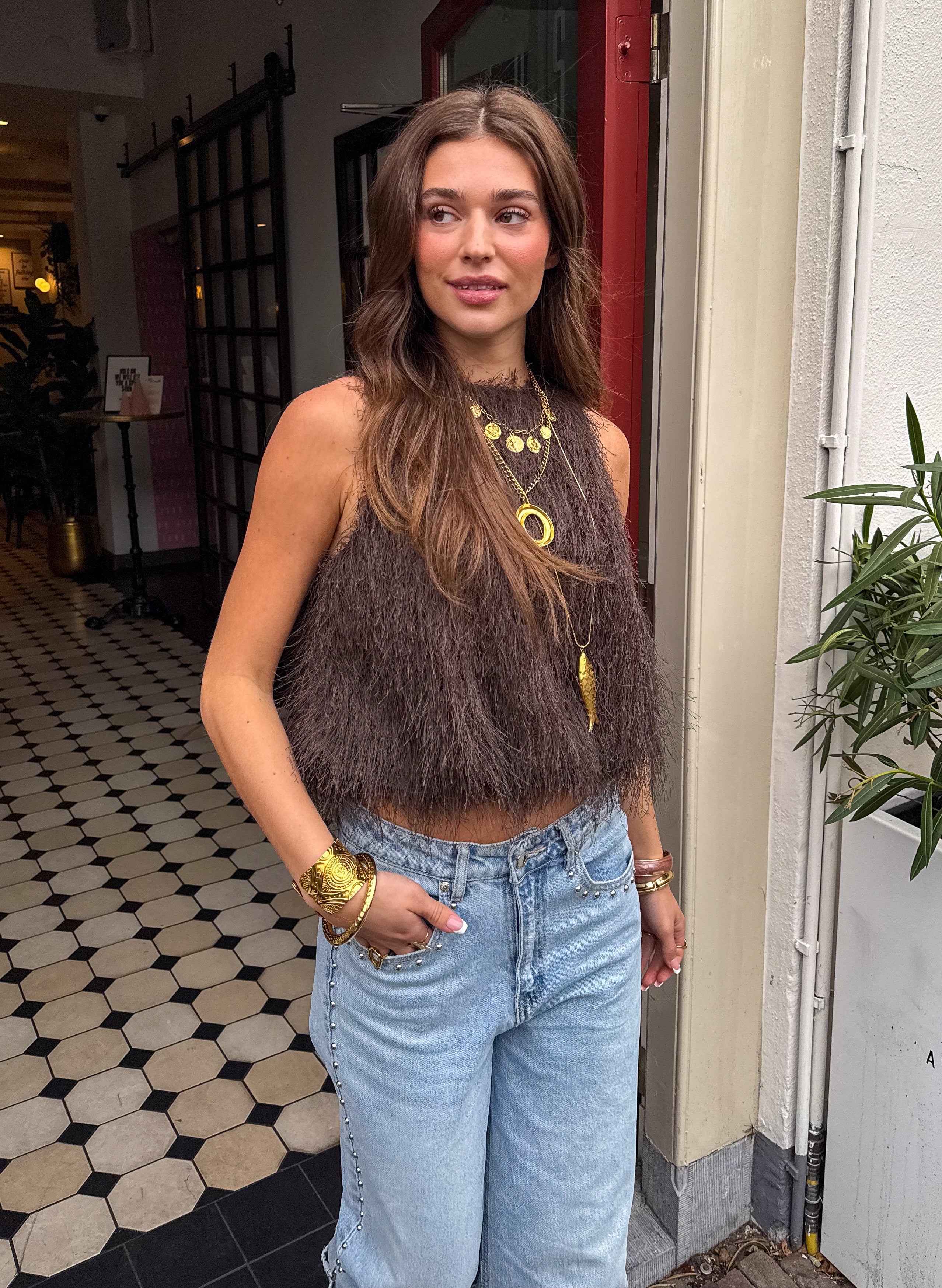 Maryam Fluffy Top Marron