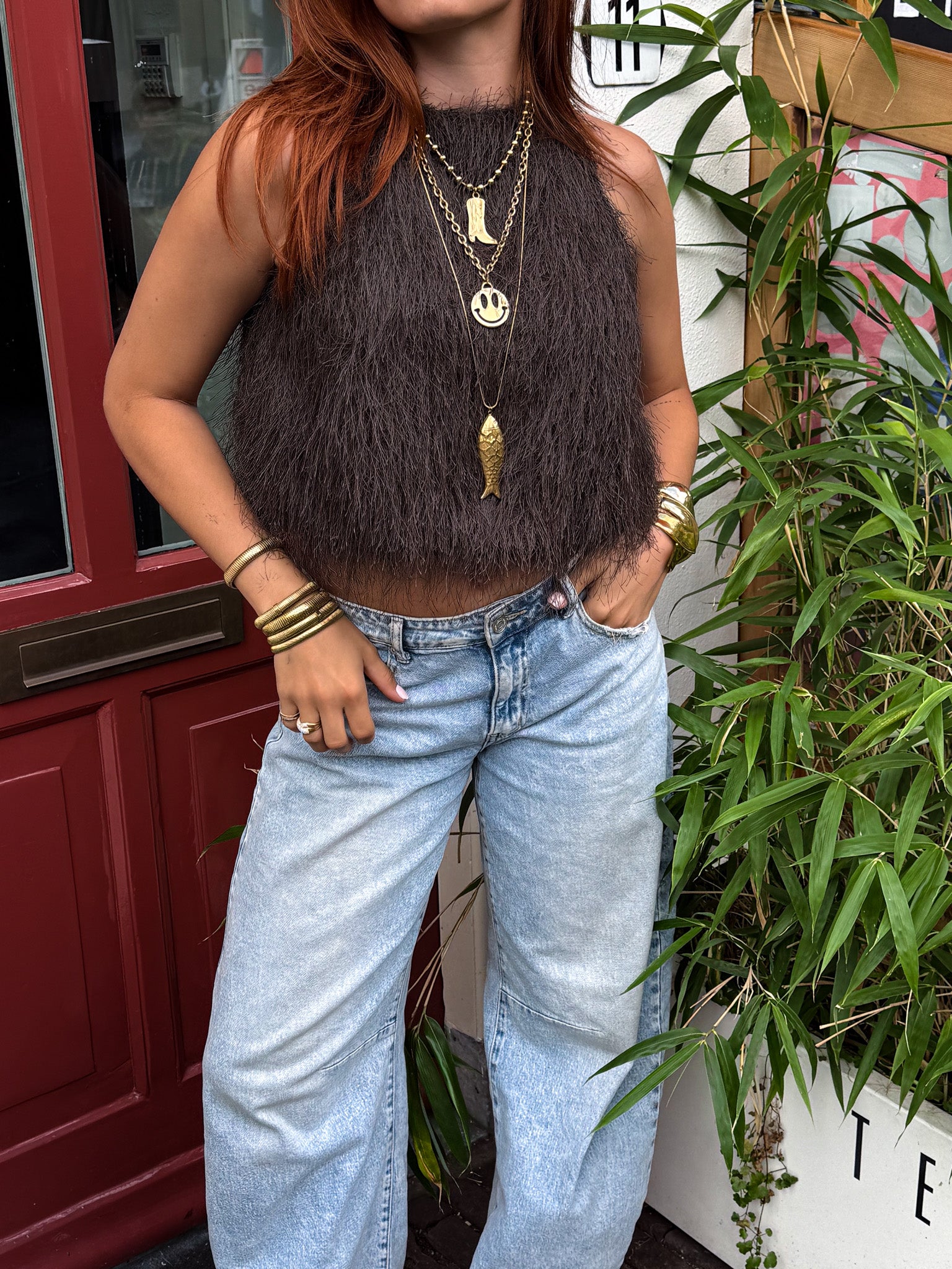 Maryam Fluffy Top Brown