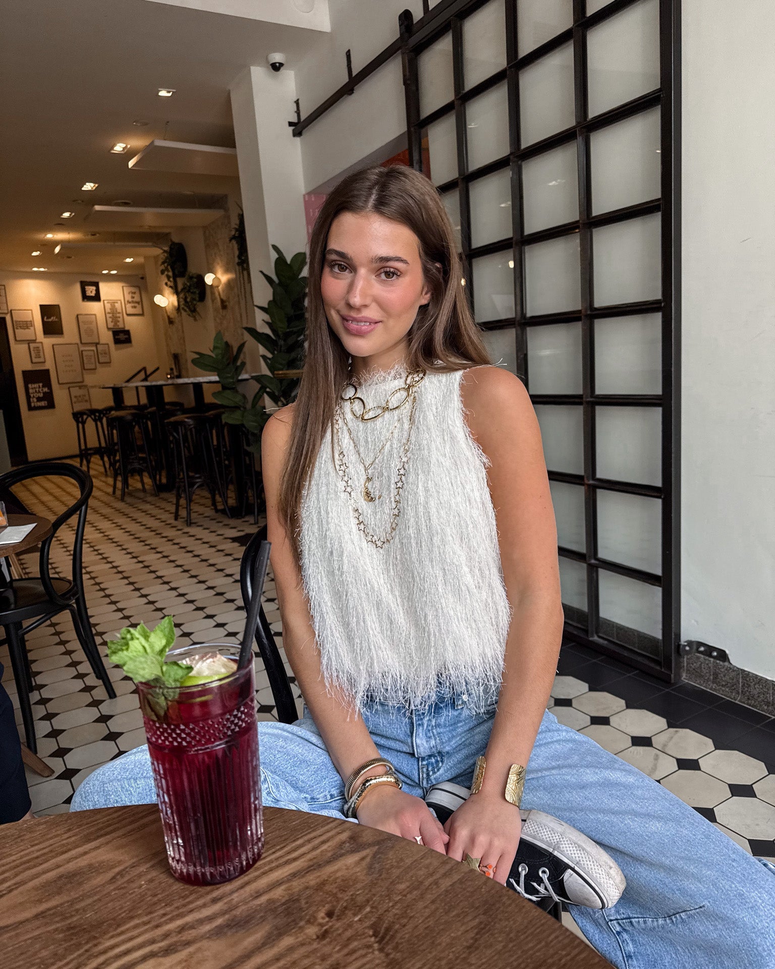 Maryam Fluffy Top White