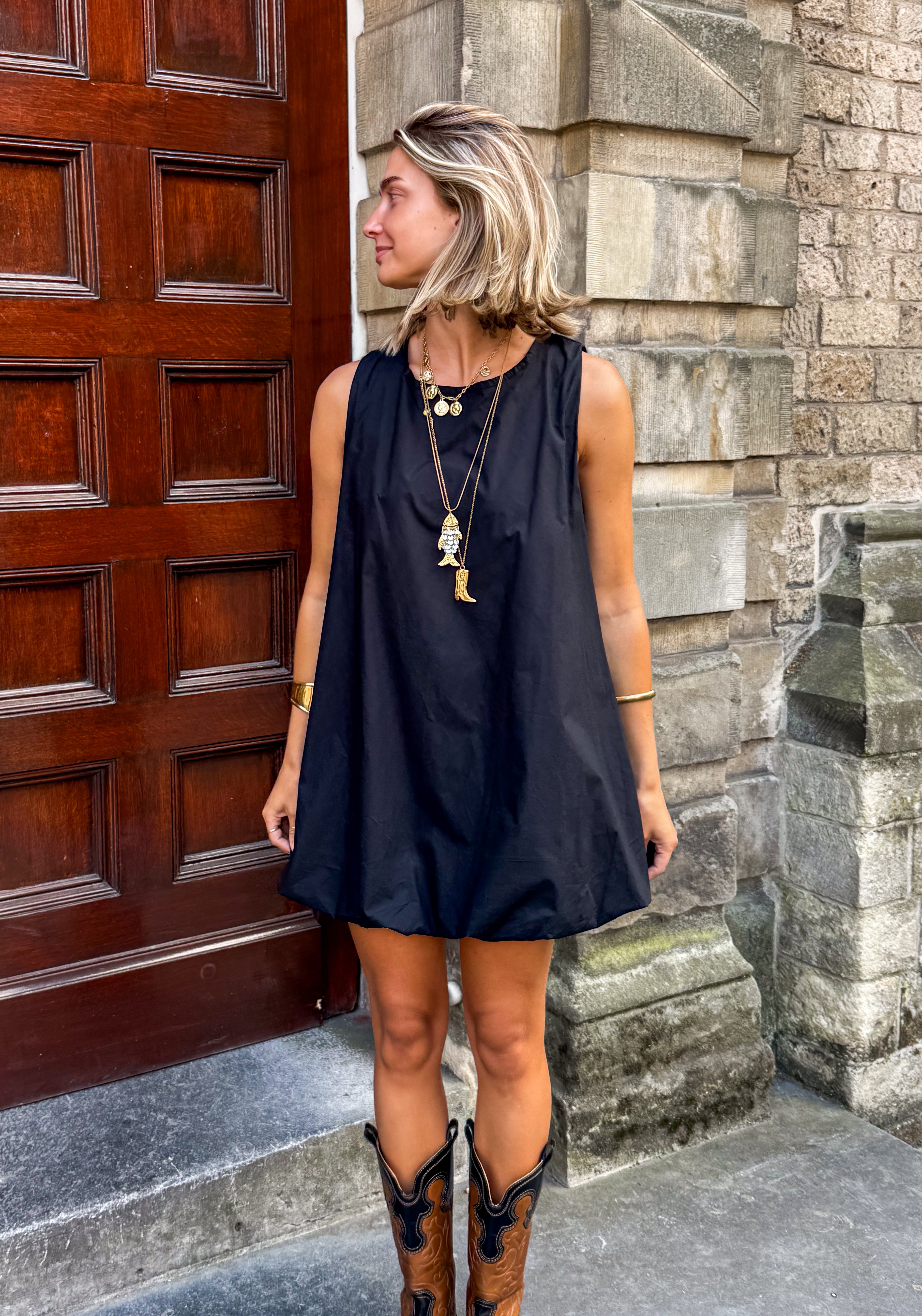 Mary Balloon Dress Black