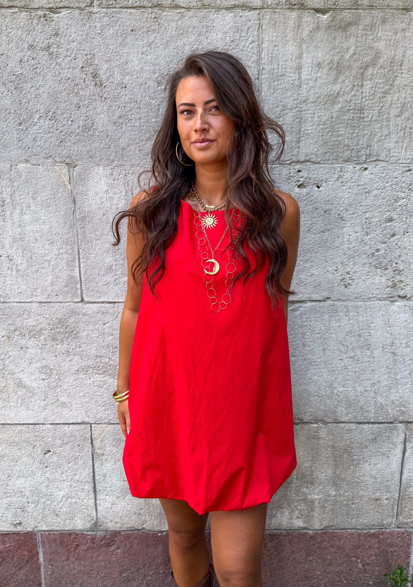 Mary Balloon Dress Red