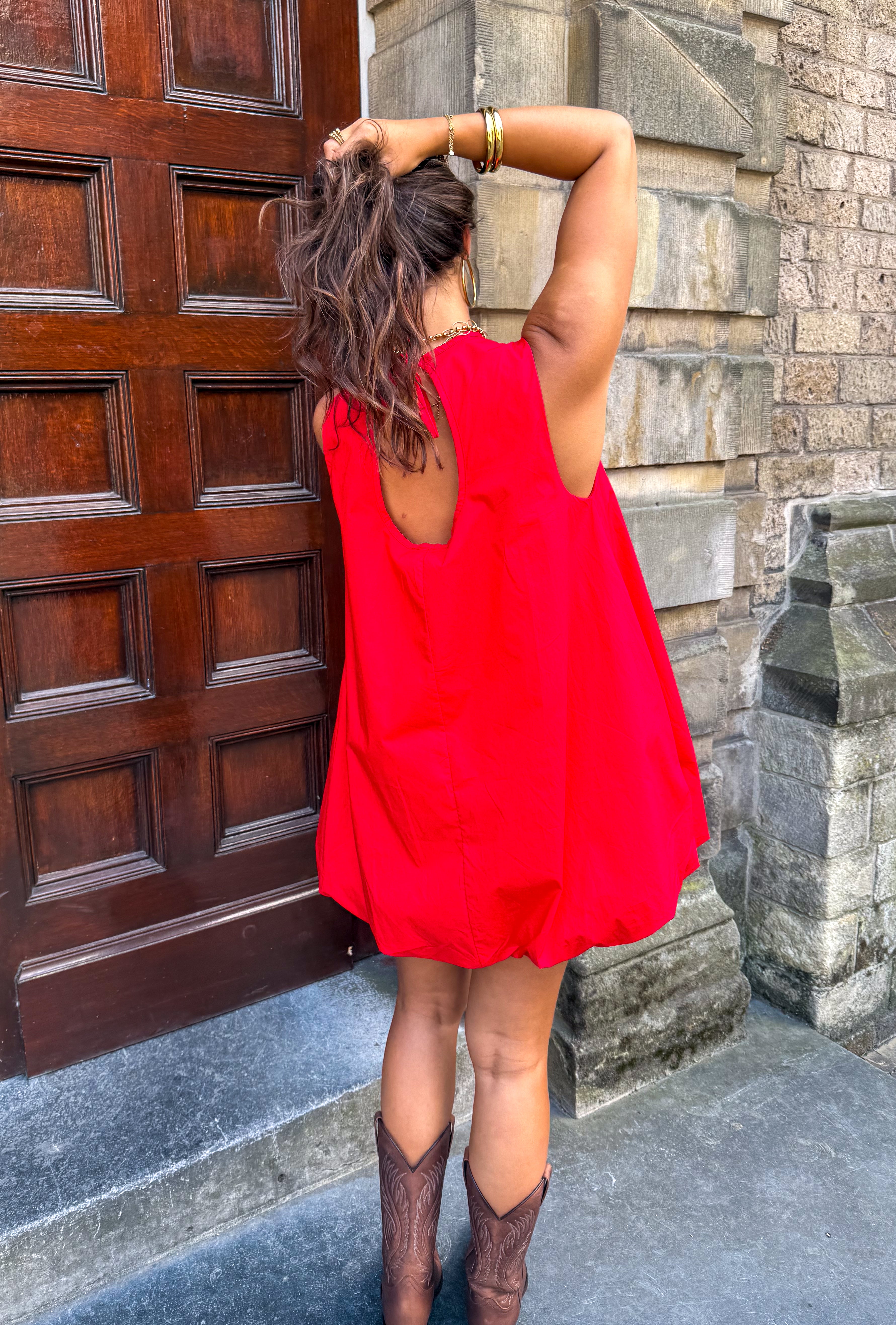 Mary Balloon Dress Red