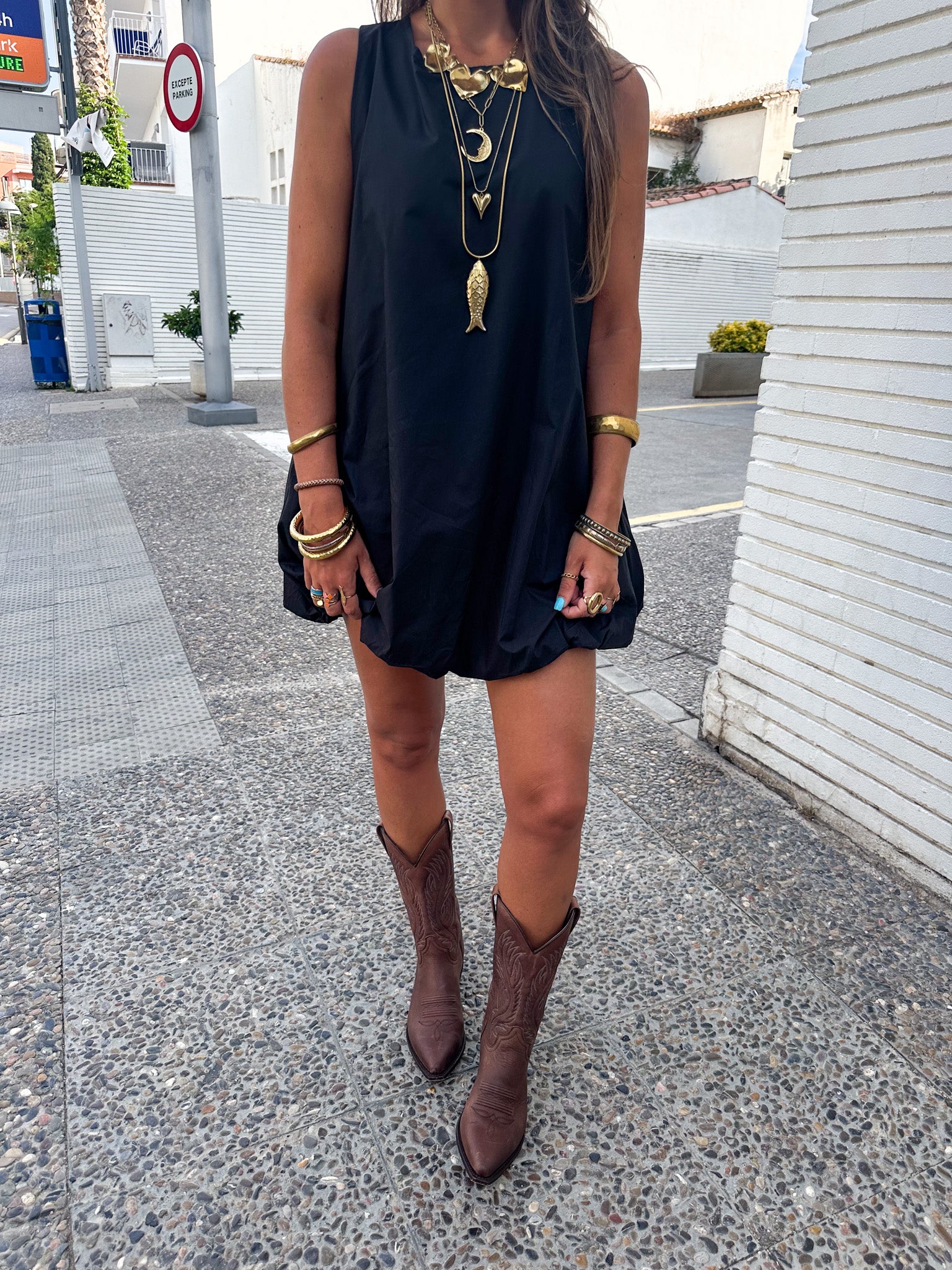 Mary Balloon Dress Black