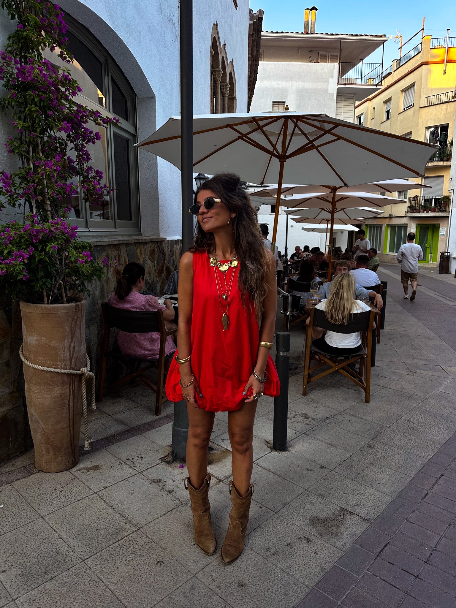 Mary Balloon Dress Red