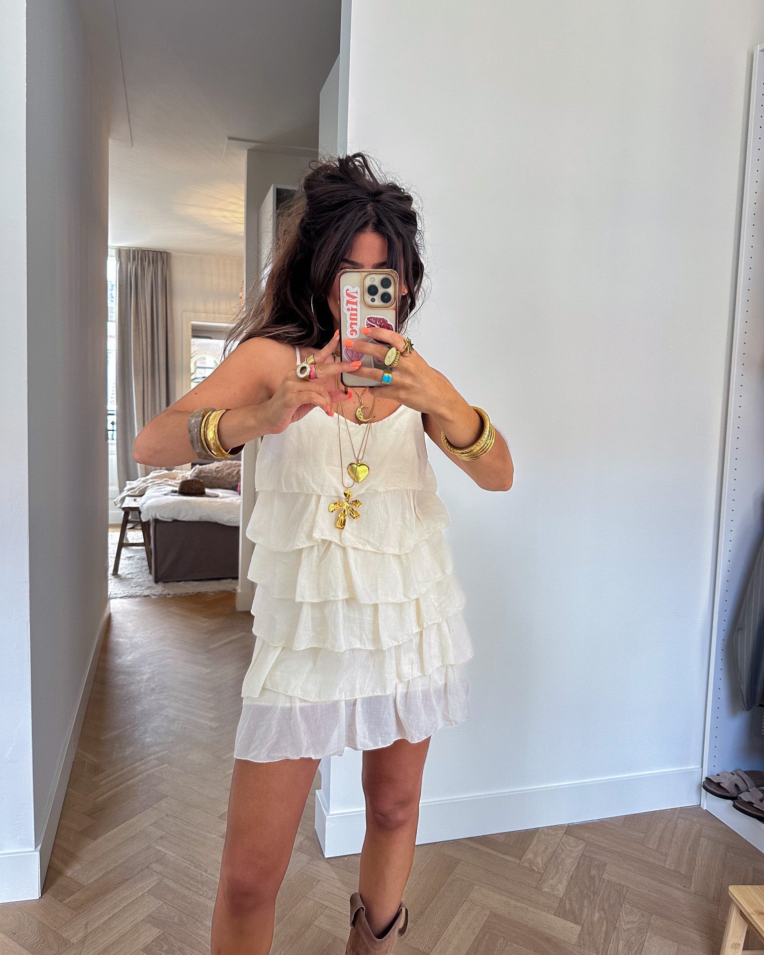 Maud Flowy Jurk Creme