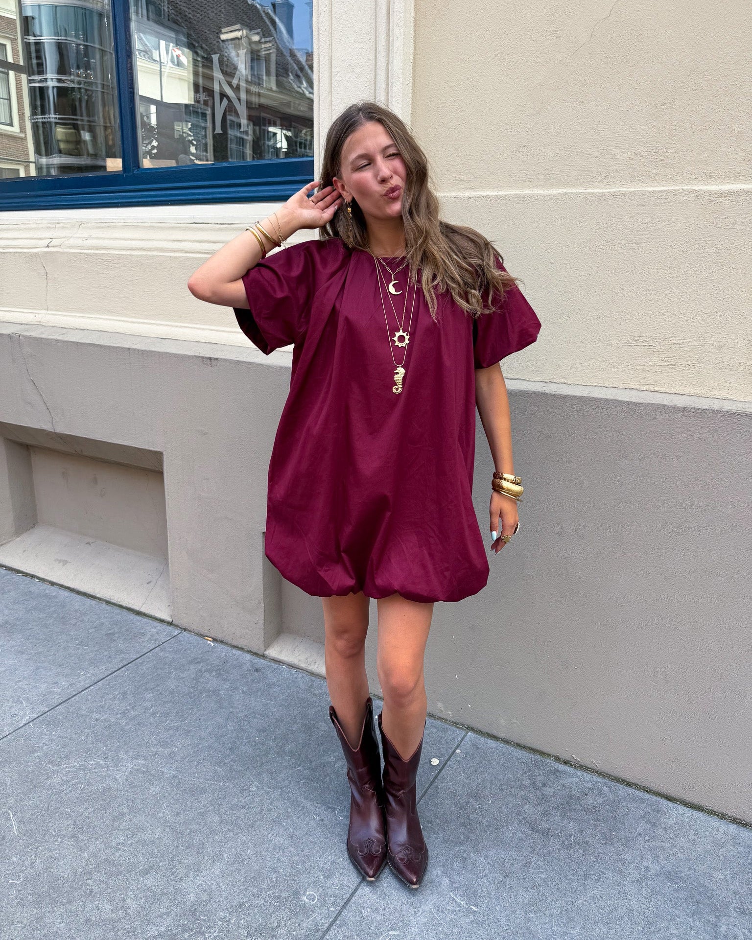 Mayores Jurk Bordeaux