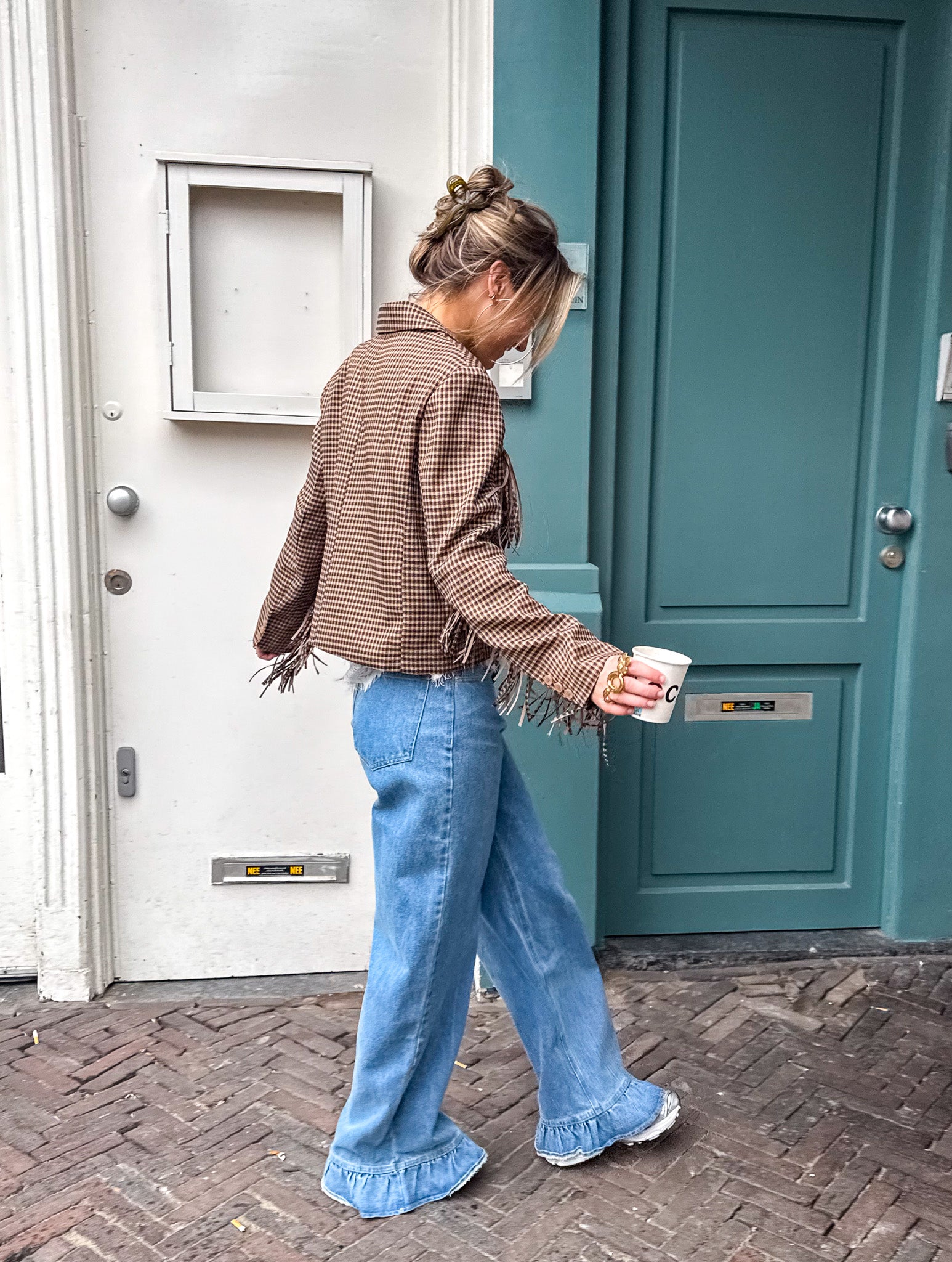 Lexi Franje Checked Blazer Brown