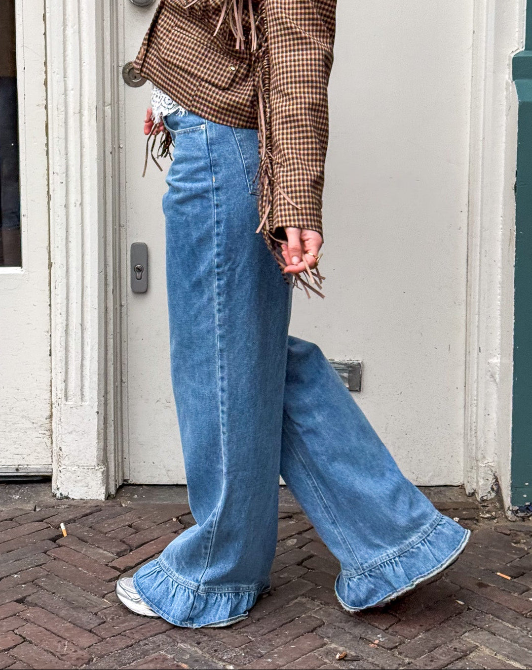 May Straight Leg Ruffle Jeans | Sky Blue