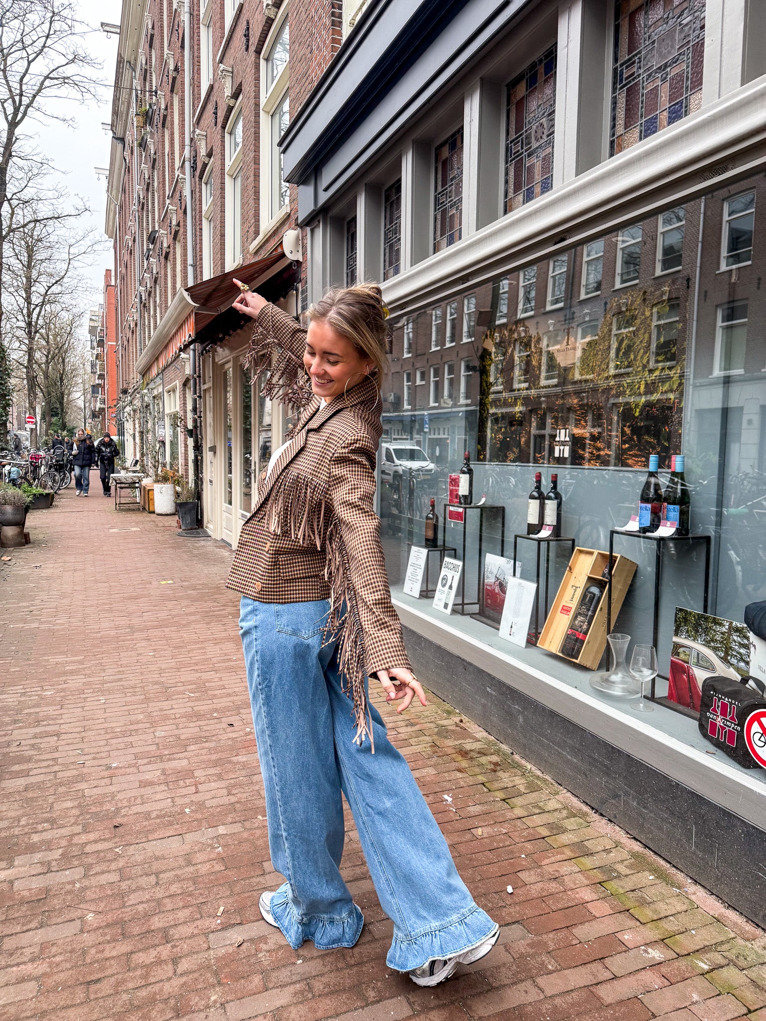 Lexi Franje Checked Blazer Brown