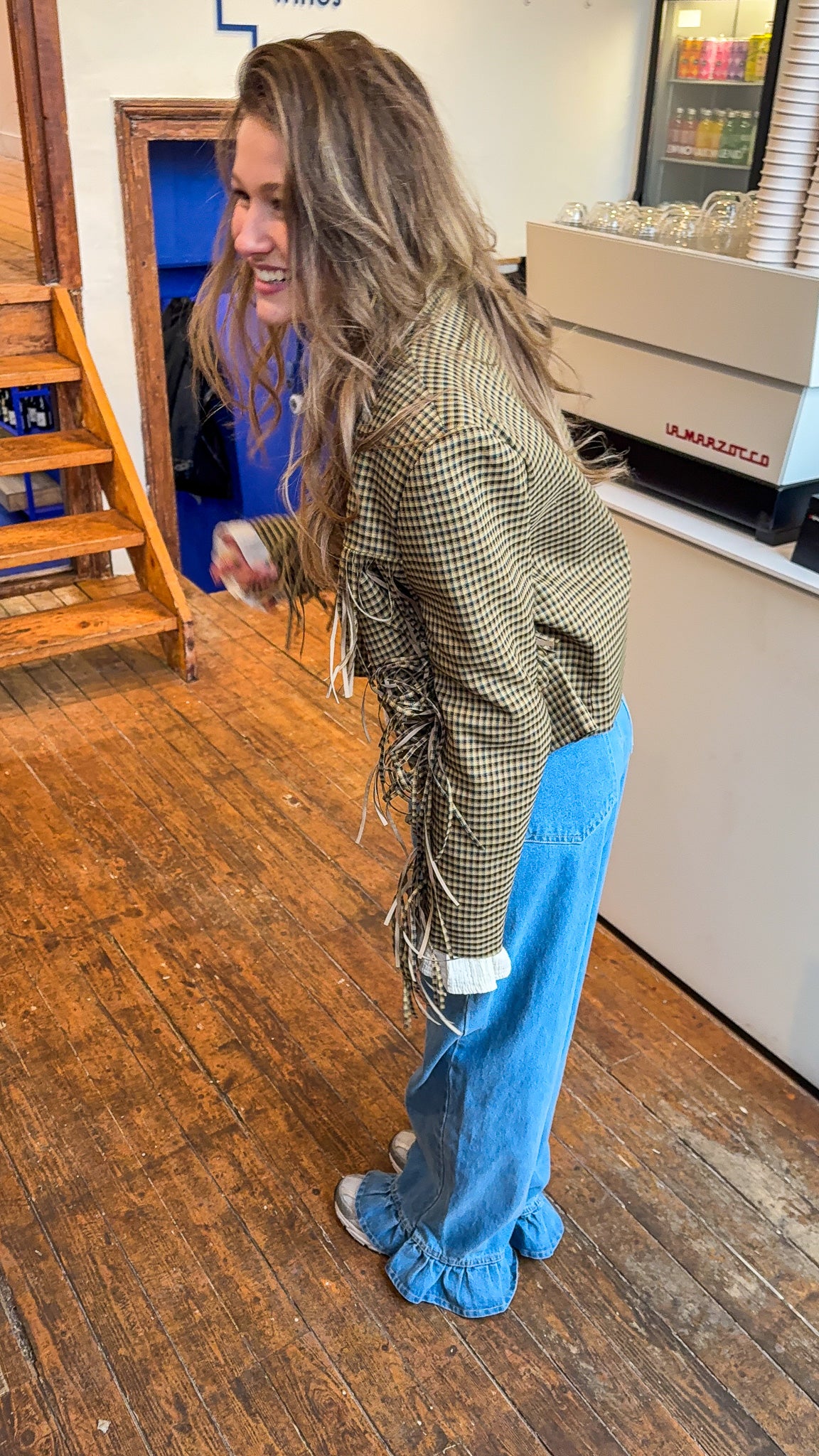 Jean droit à volants May