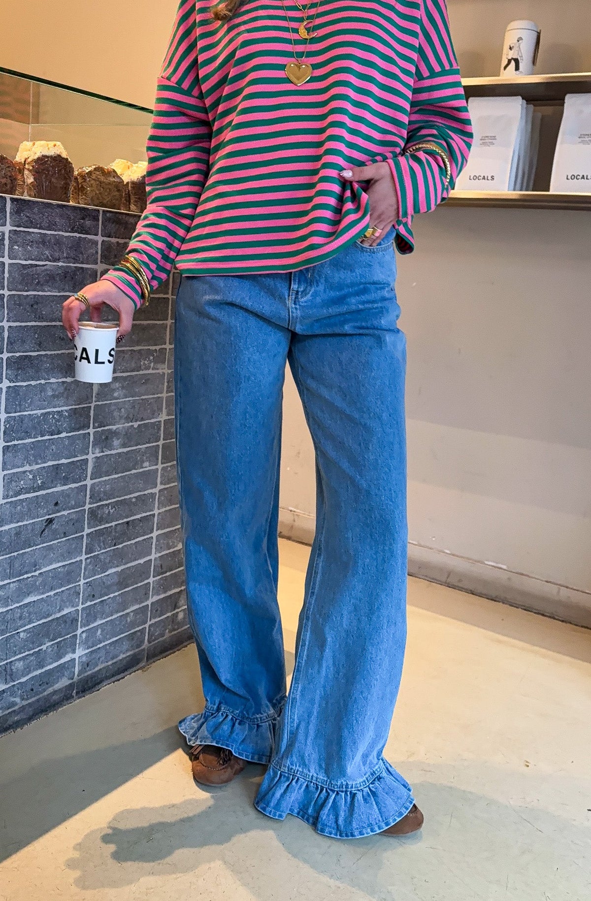 May Straight Leg Ruffle Jeans | Sky Blue