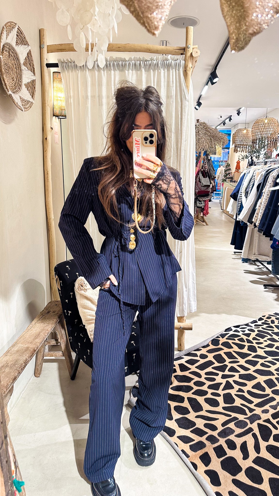 Mist Blazer Navy Gestreept