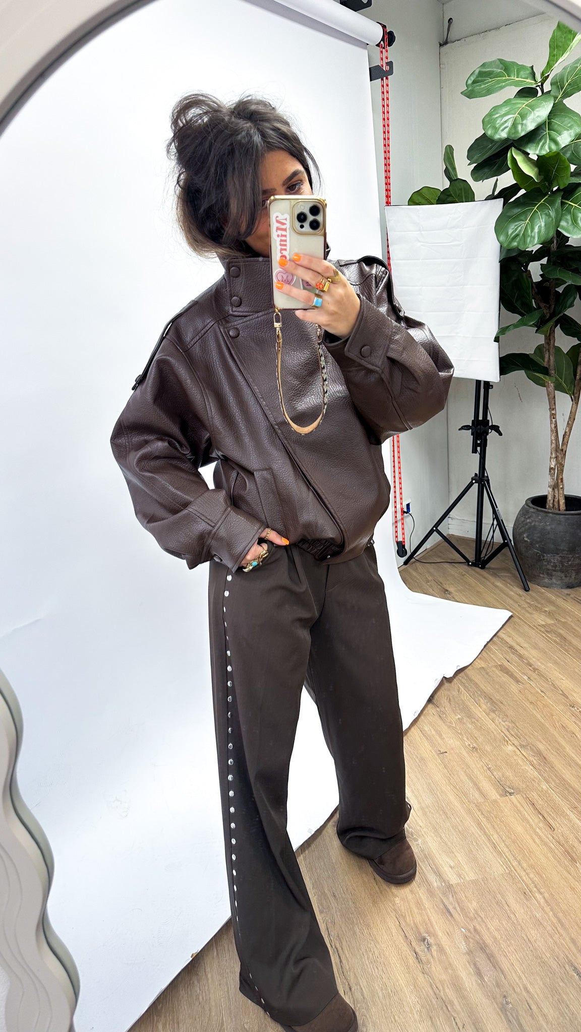 Maison Leather Jacket Brown