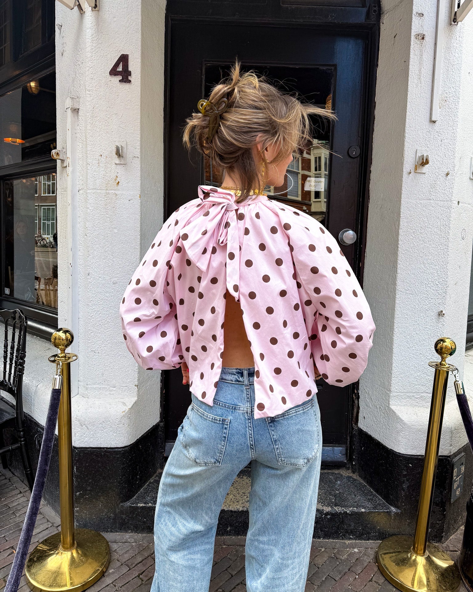 Mona Stippen Top Roze