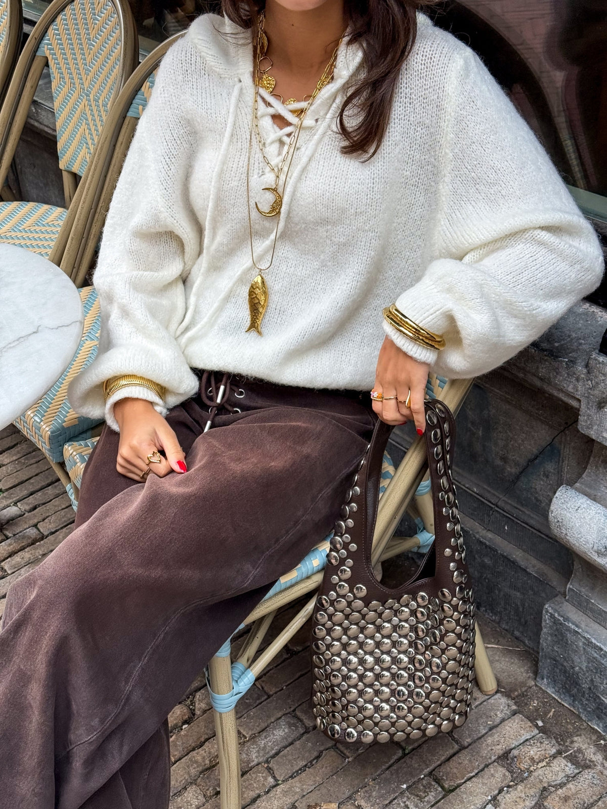 Rope Wide Leg Jeans | Brown