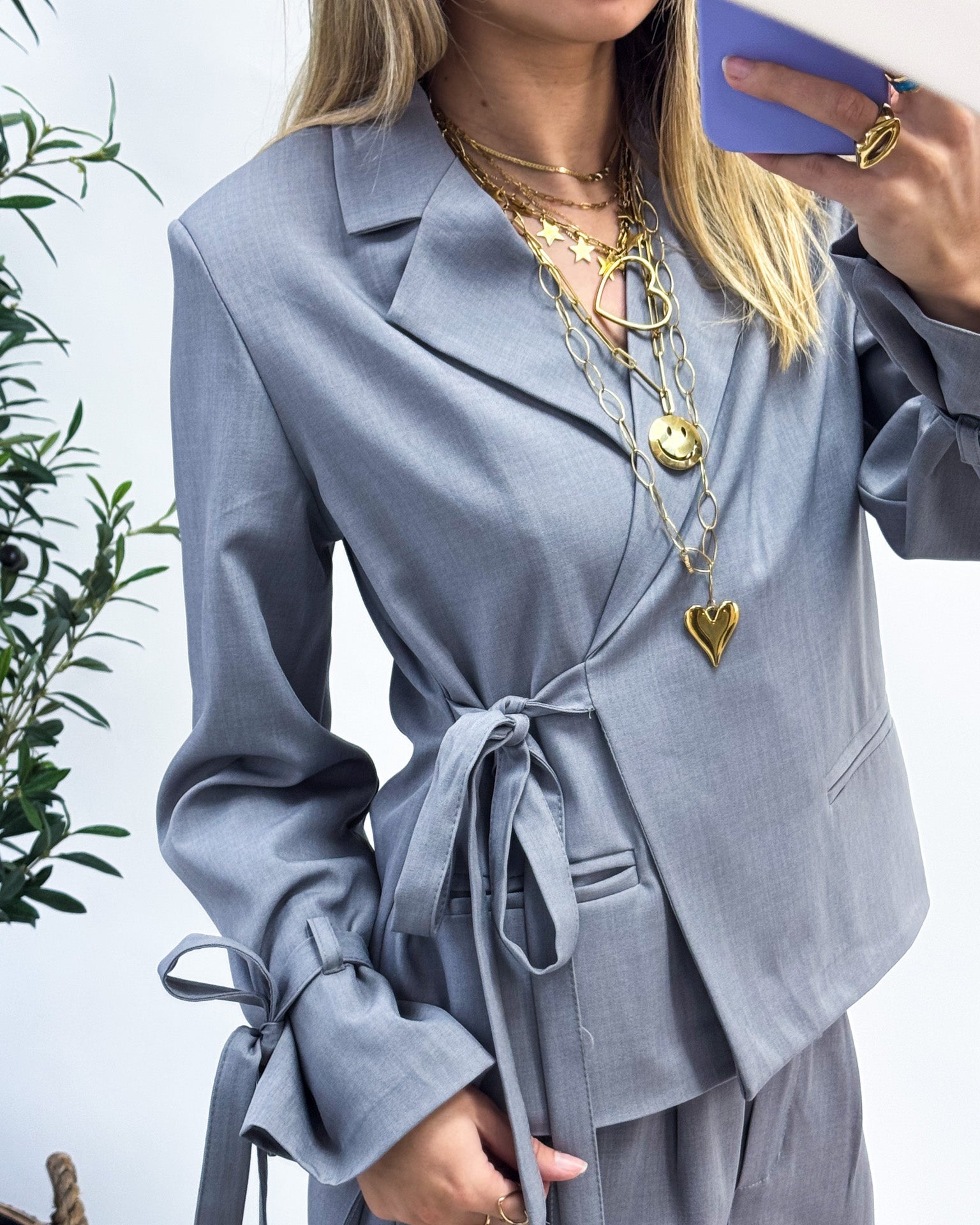 Nina Blazer Sleeve Detail Grey