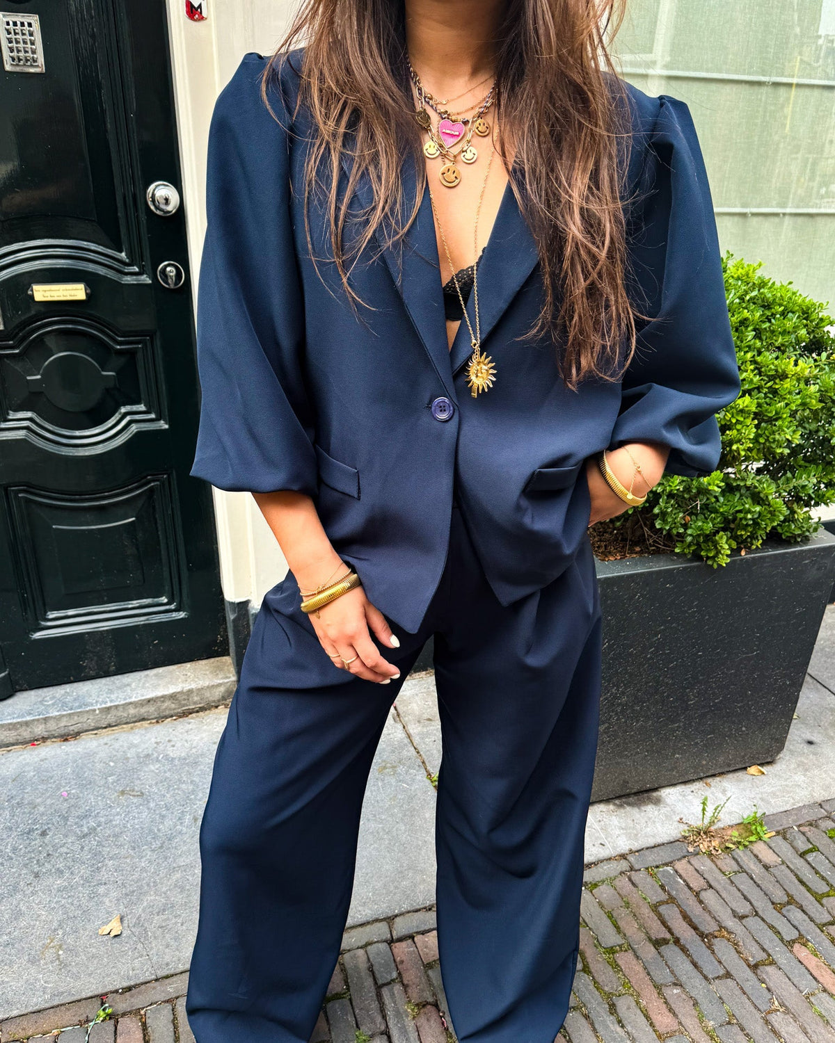 Nora Korte Mouwen Blazer | Navy