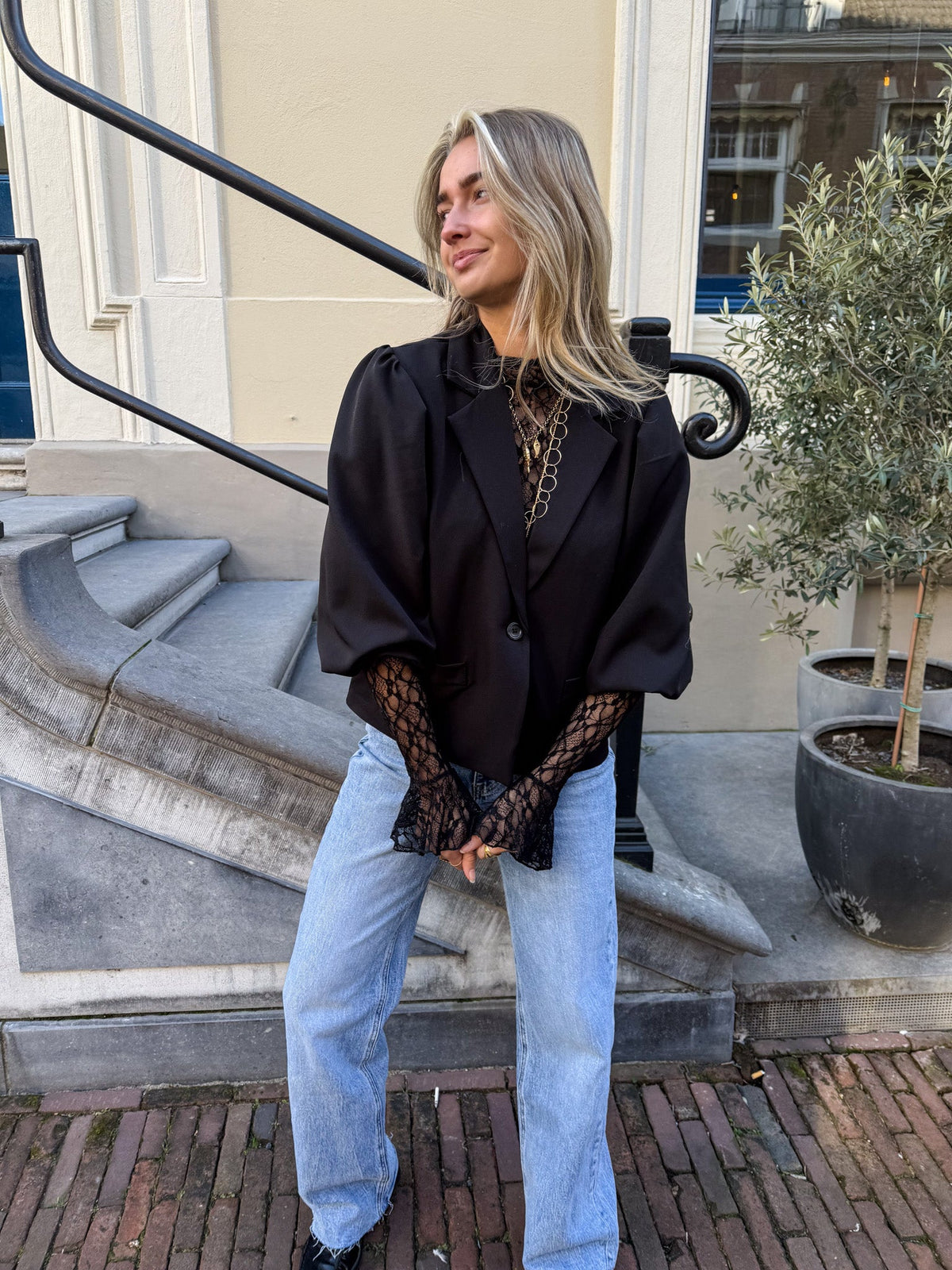 Nora Korte Mouwen Blazer | Black