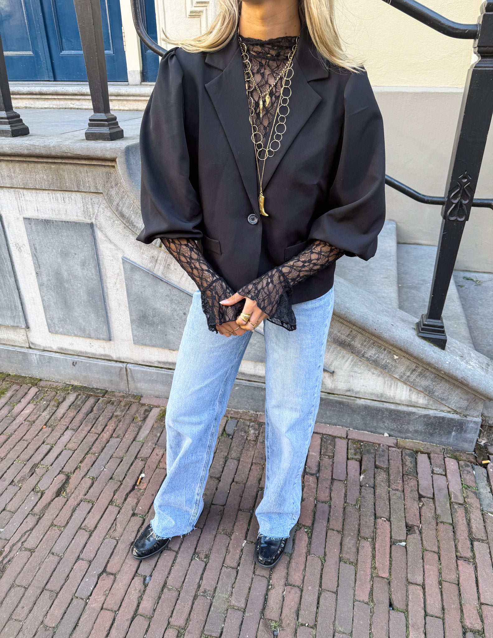 Nora Short Sleeve Blazer Black