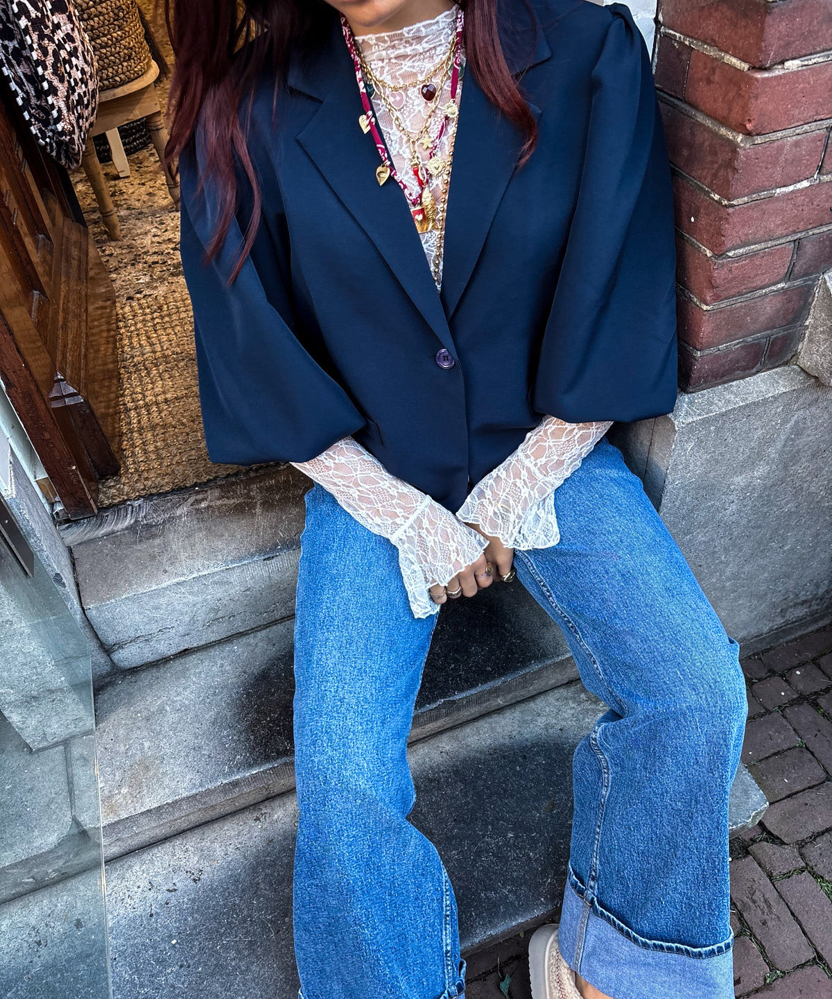 Nora Korte Mouwen Blazer | Navy