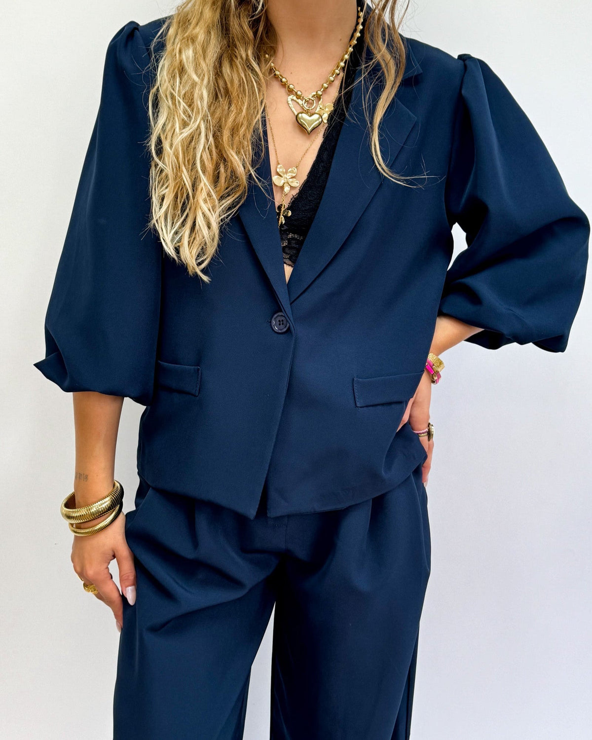 Nora Korte Mouwen Blazer | Navy