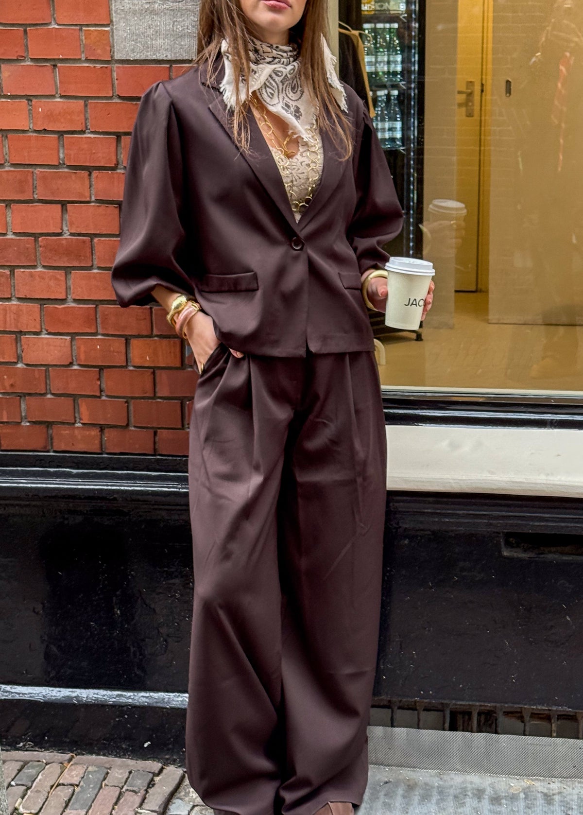 Nora Korte Mouwen Blazer | Brown