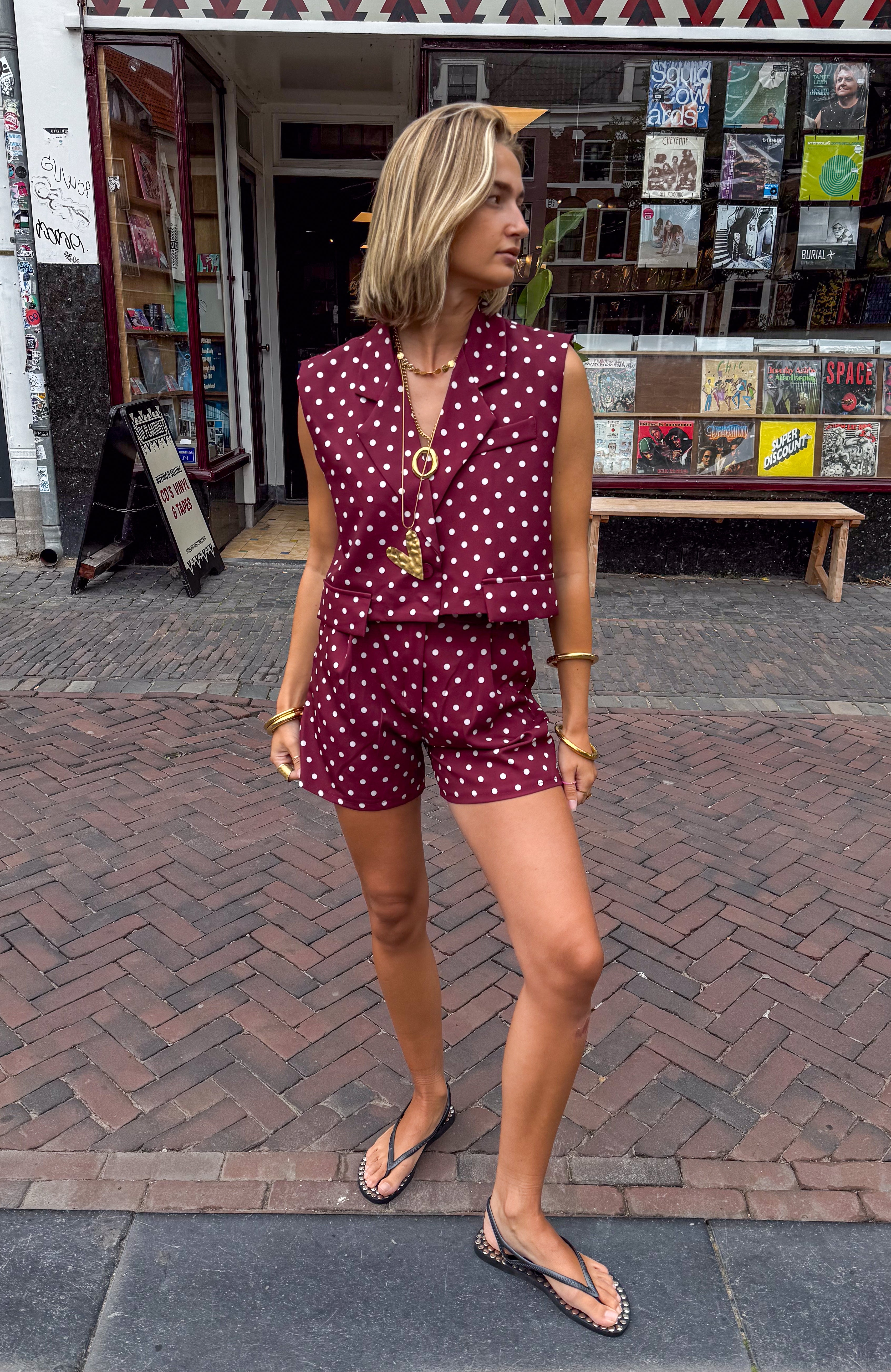 Pom Dots Gilet Bordeaux