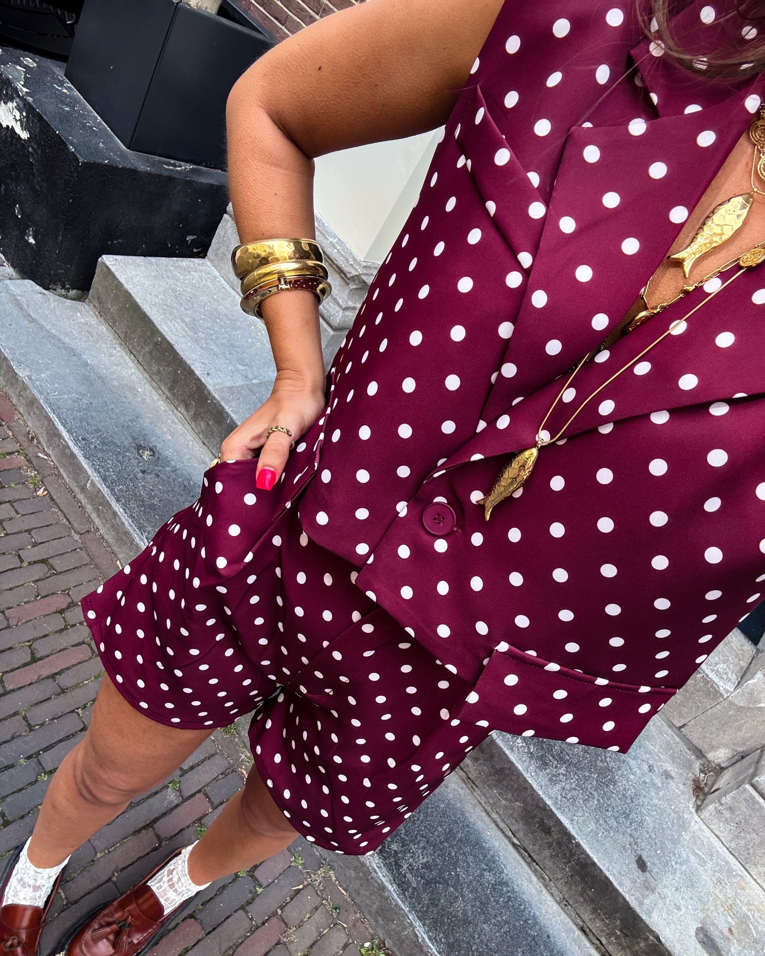 Pom Dots Gilet Bordeaux