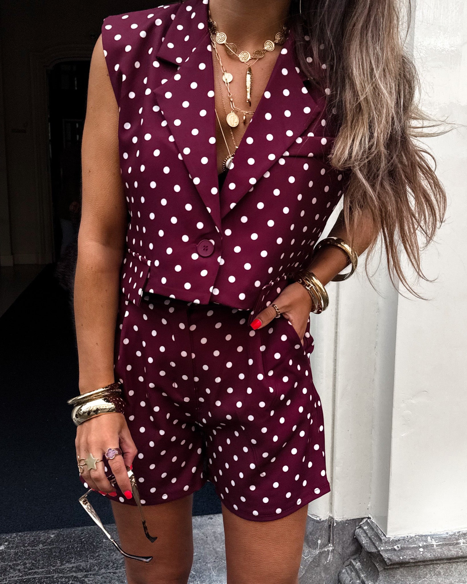Pom Dots Short Bordeaux