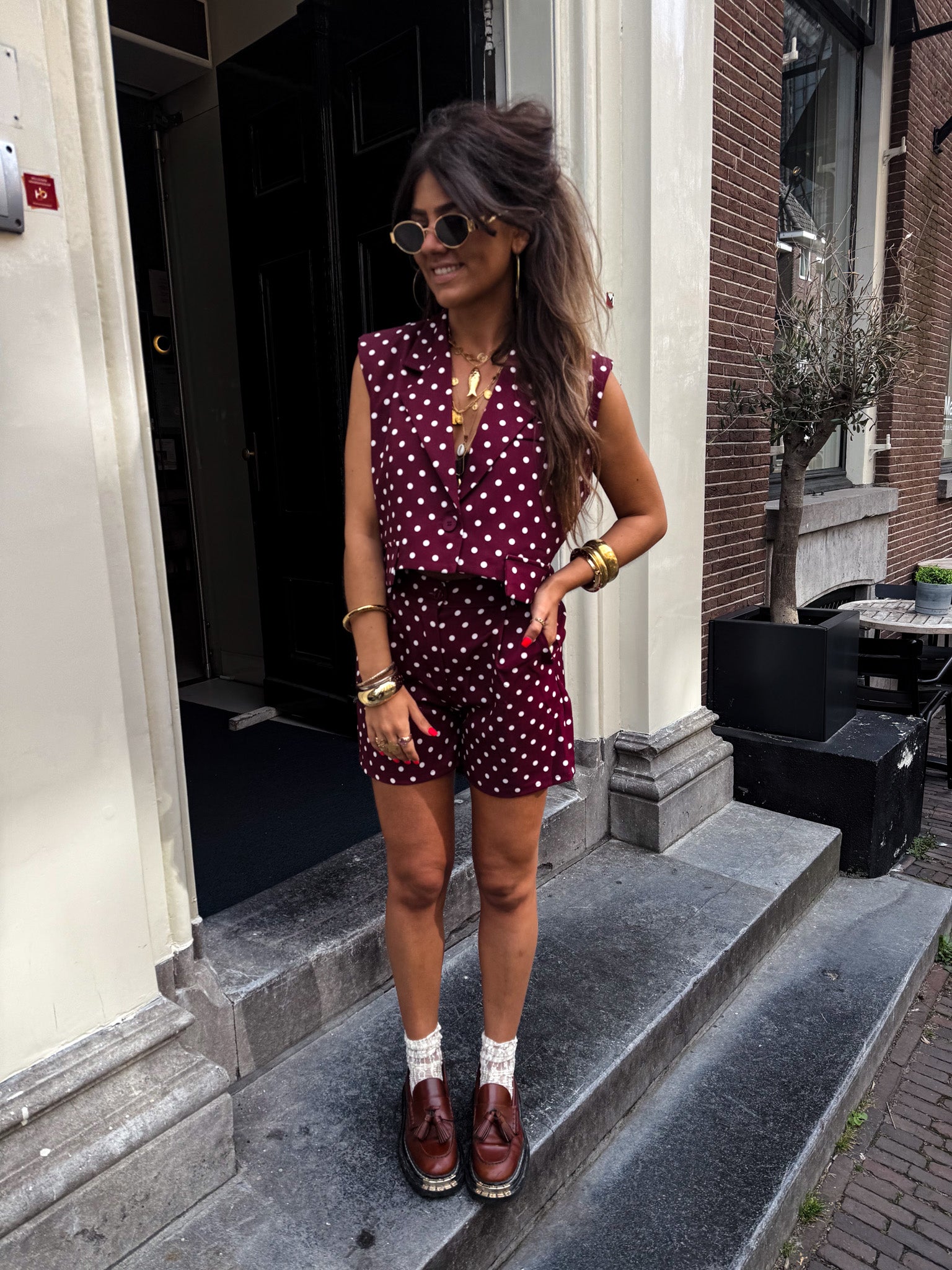 Pom Dots Gilet Bordeaux